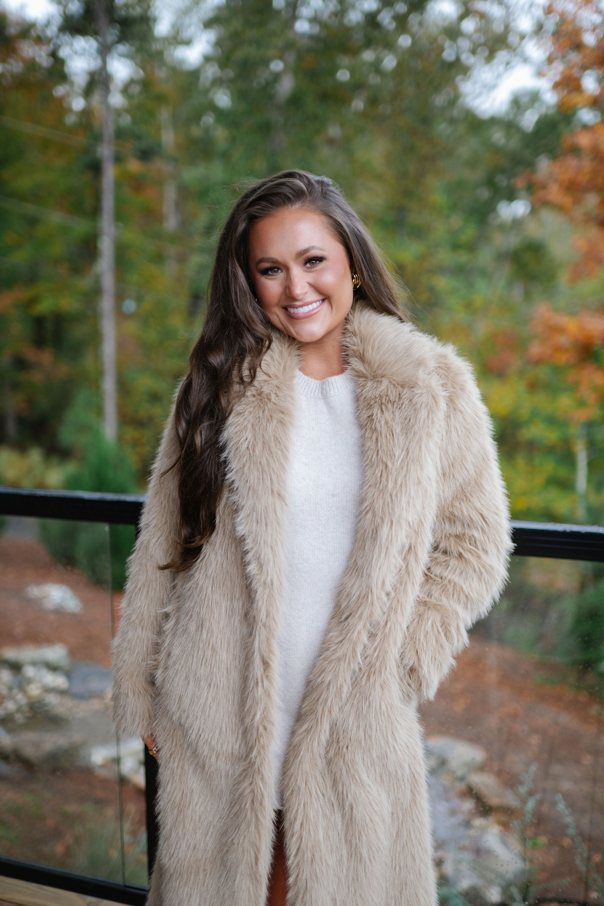 Shaggy Maxi Coat-Camel