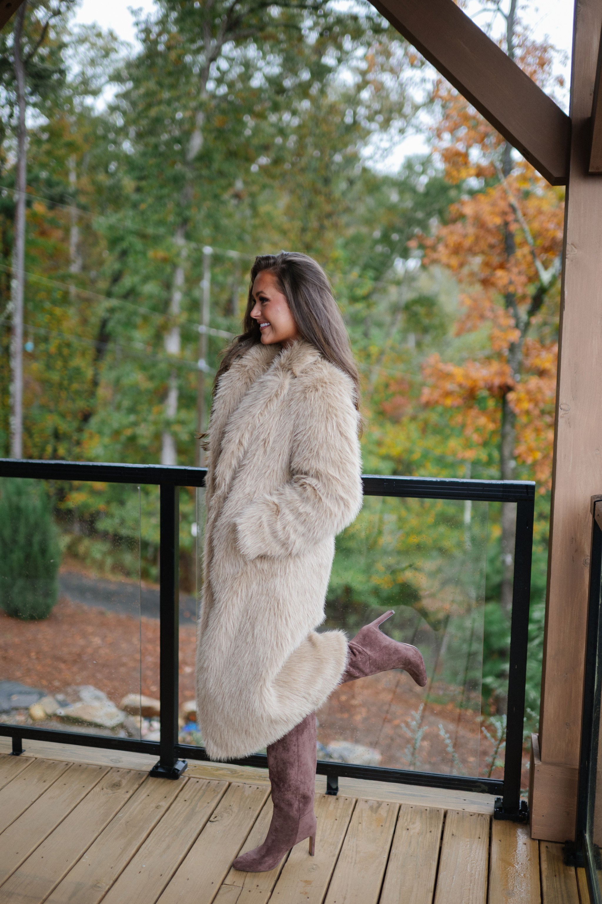 Shaggy Maxi Coat-Camel