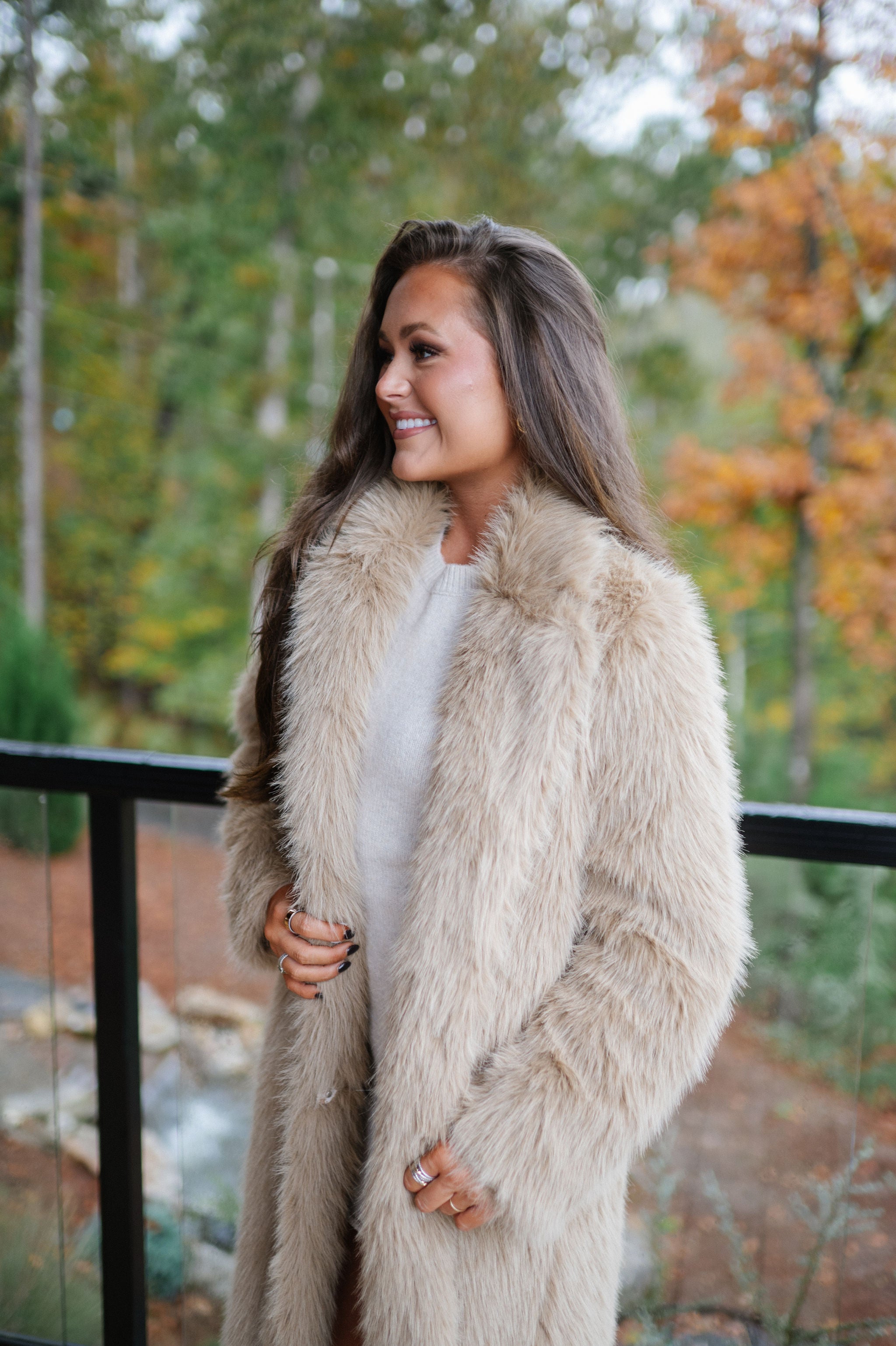 Shaggy Maxi Coat-Camel