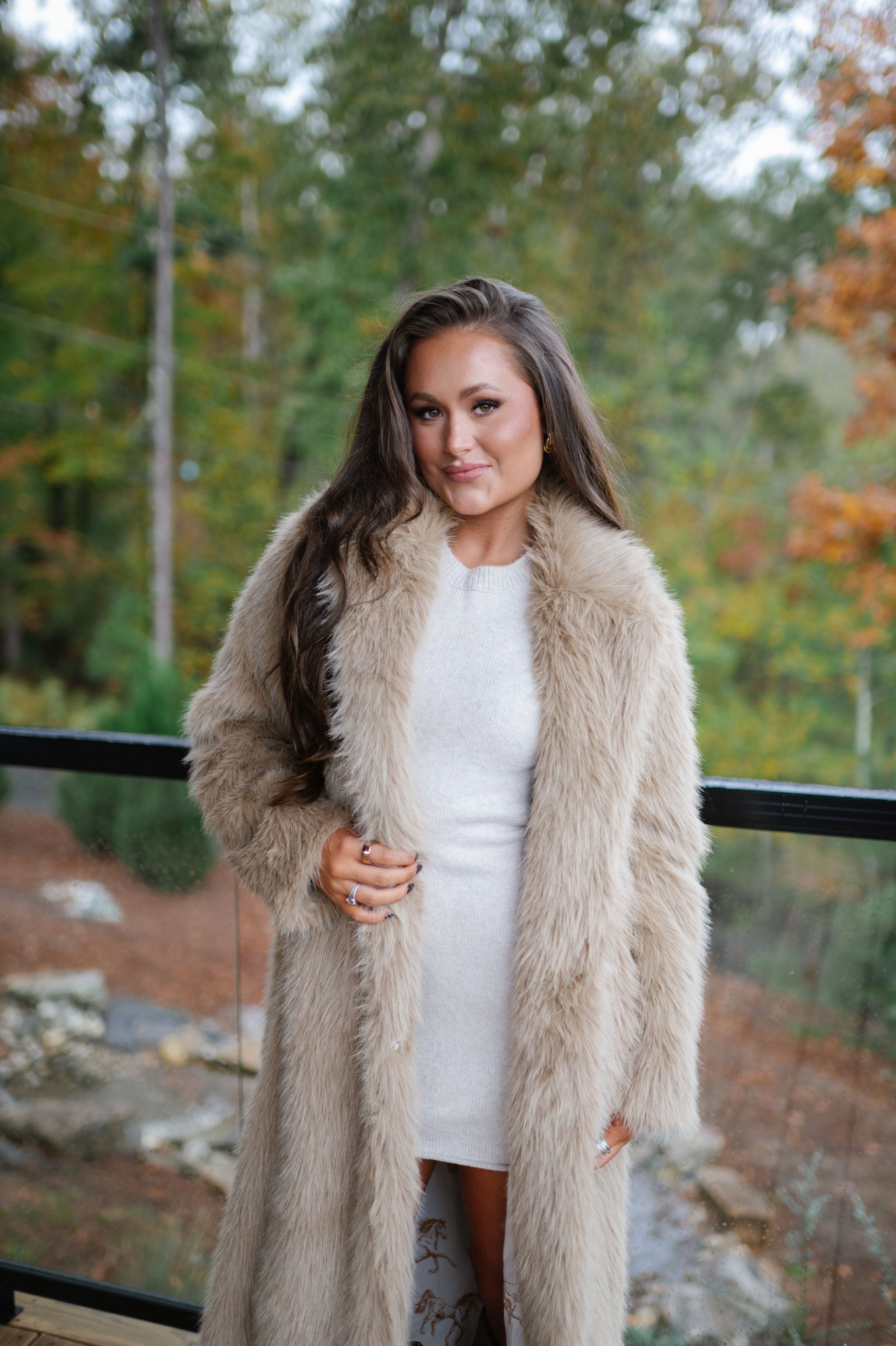 Shaggy Maxi Coat-Camel