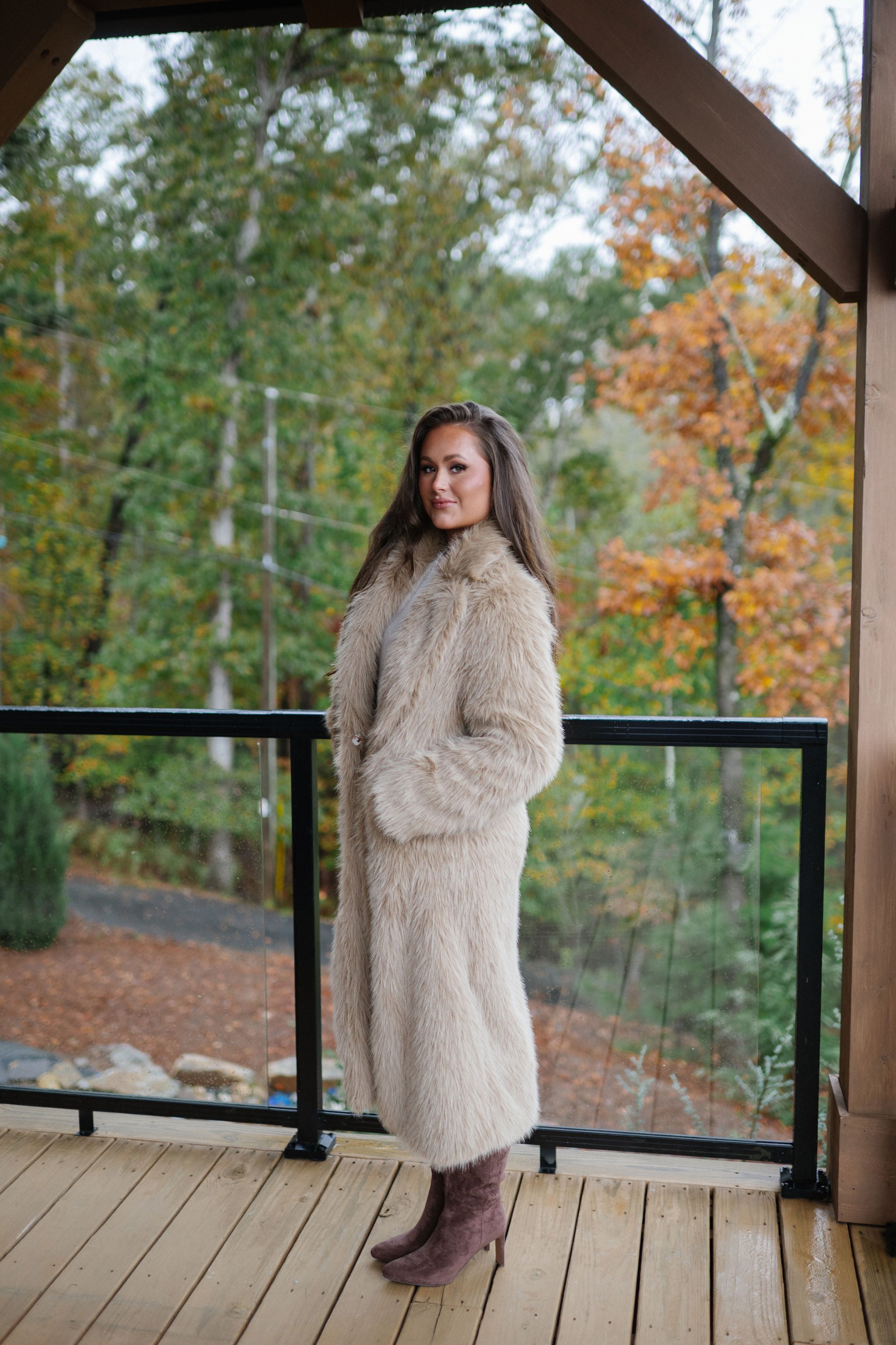 Shaggy Maxi Coat-Camel