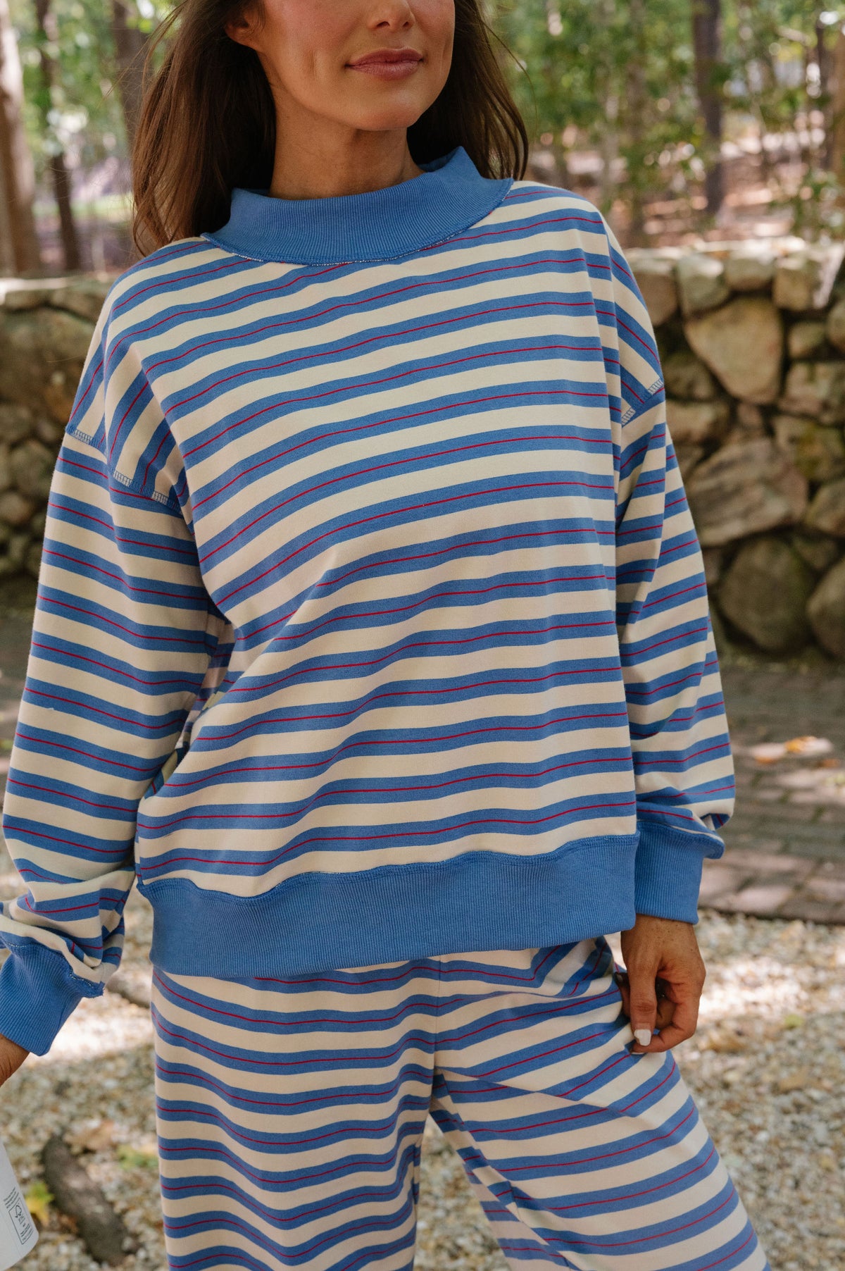 Ella Striped Pants Set-Blue Multi