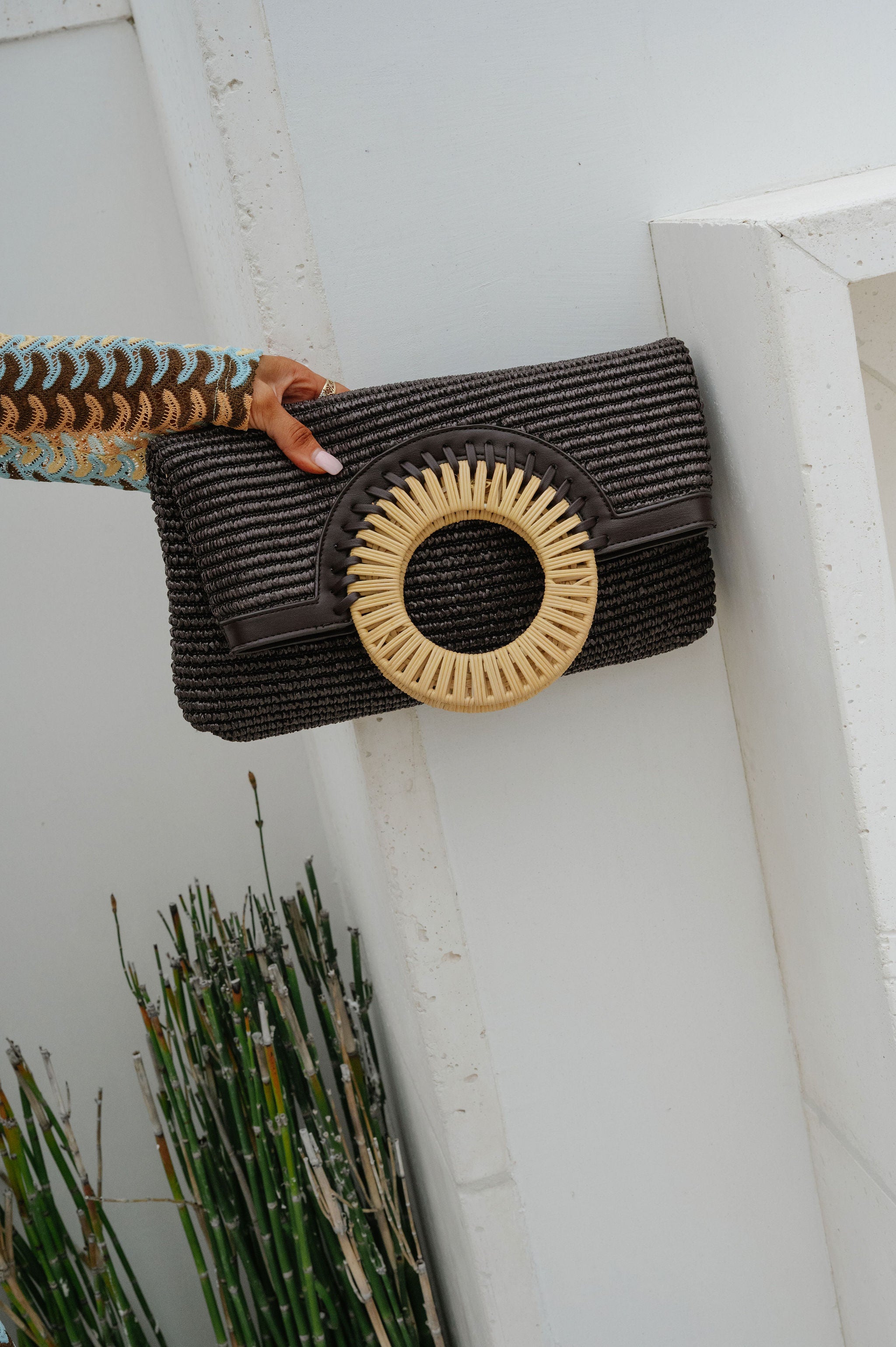 Tessa Straw Crossbody-Chocolate