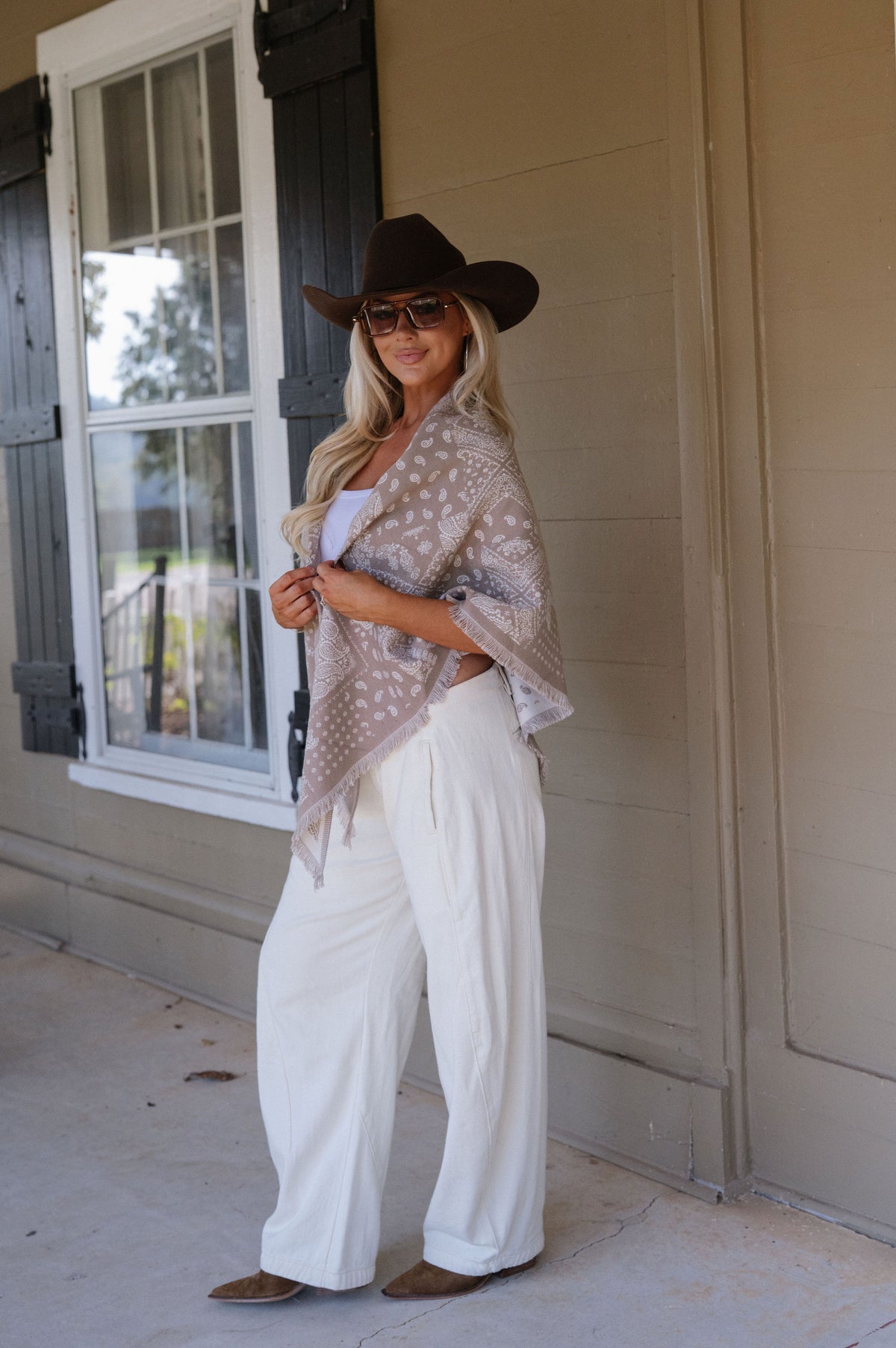 Lennon Fringe Scarf-Taupe