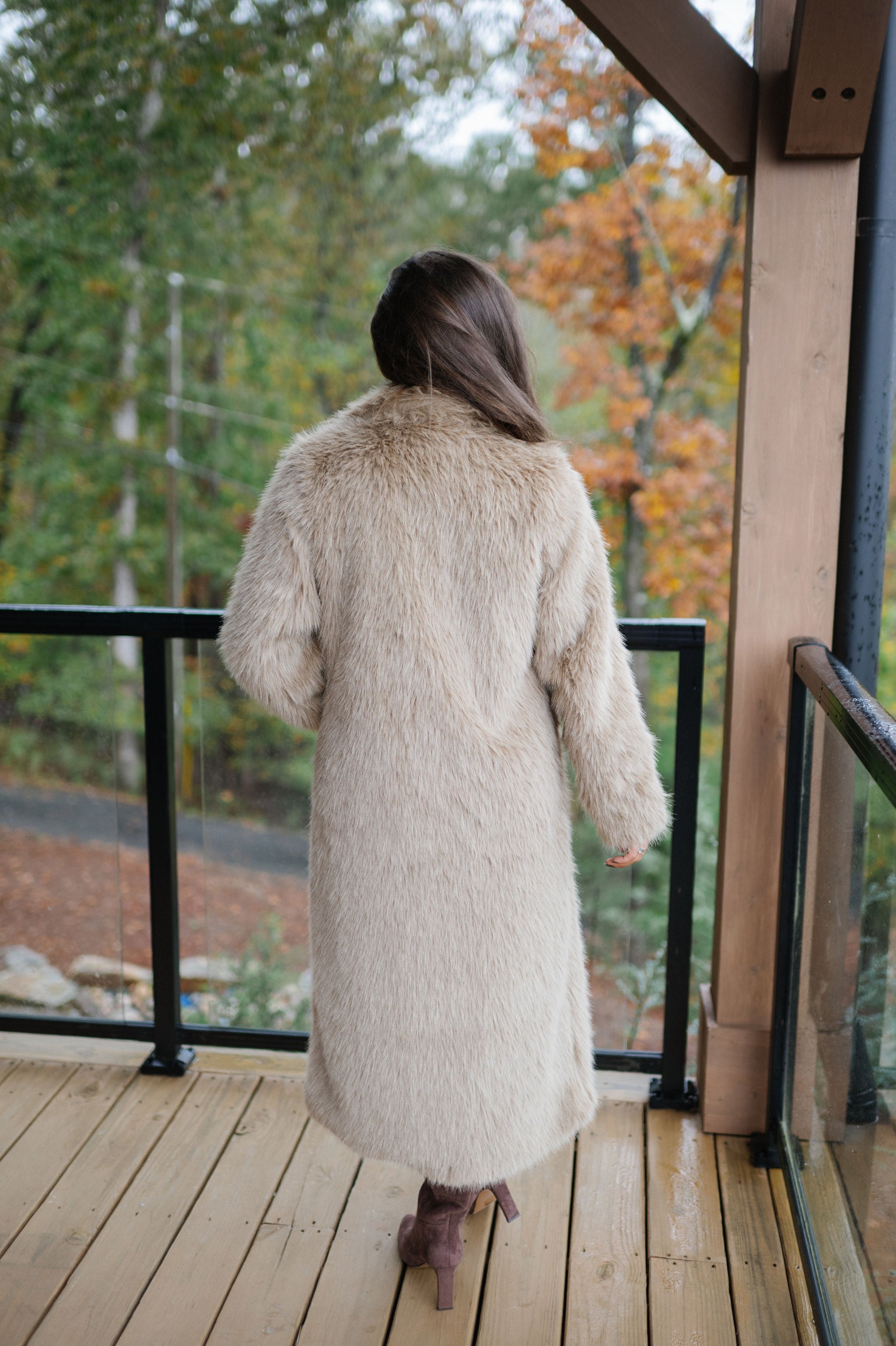 Shaggy Maxi Coat-Camel