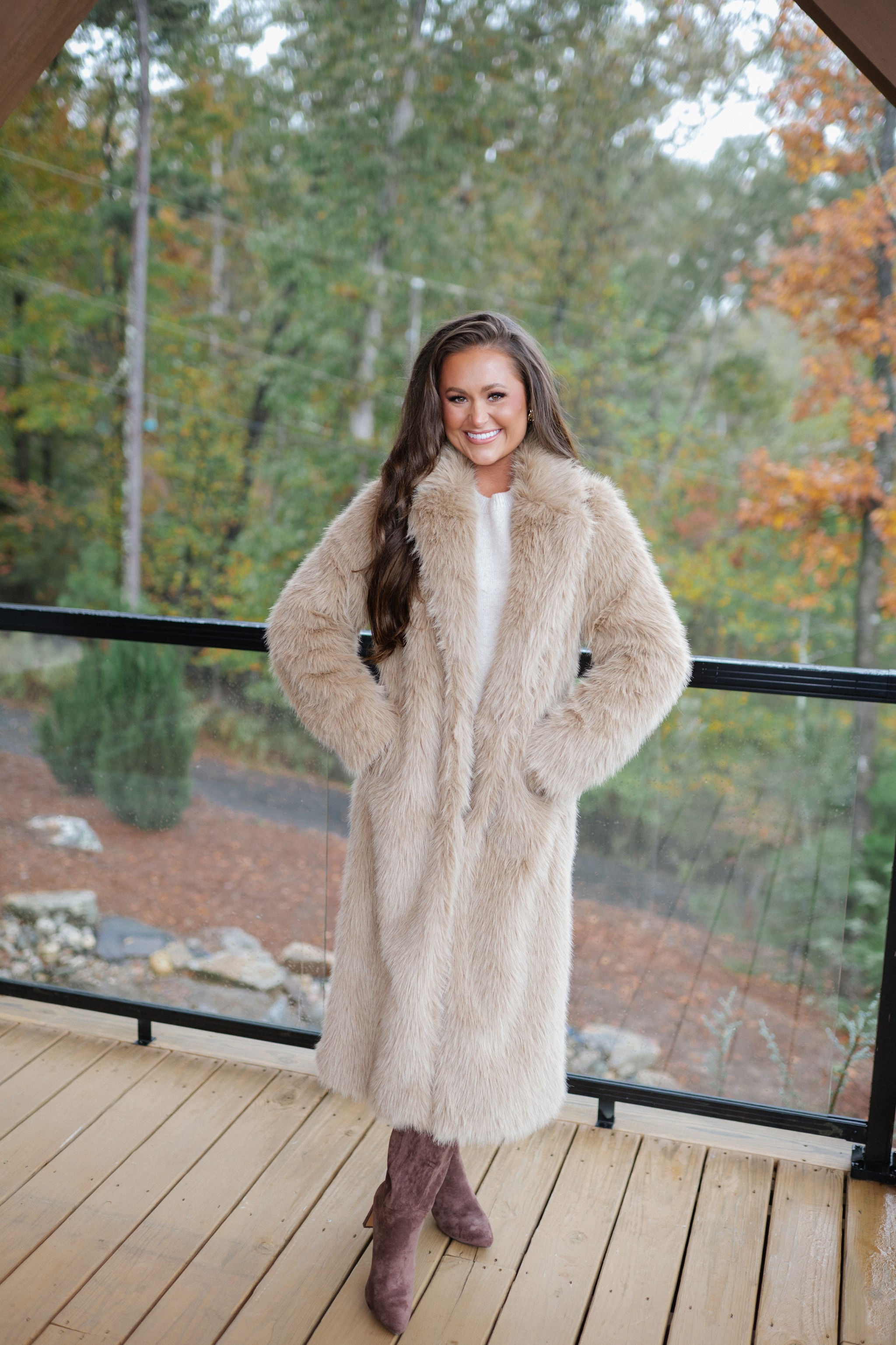 Shaggy Maxi Coat-Camel