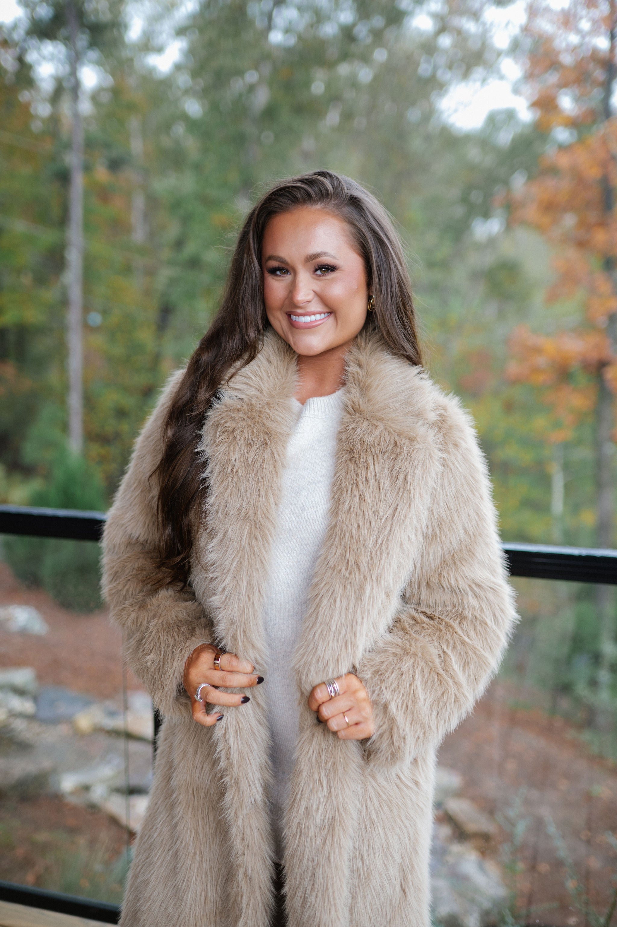 Shaggy Maxi Coat-Camel