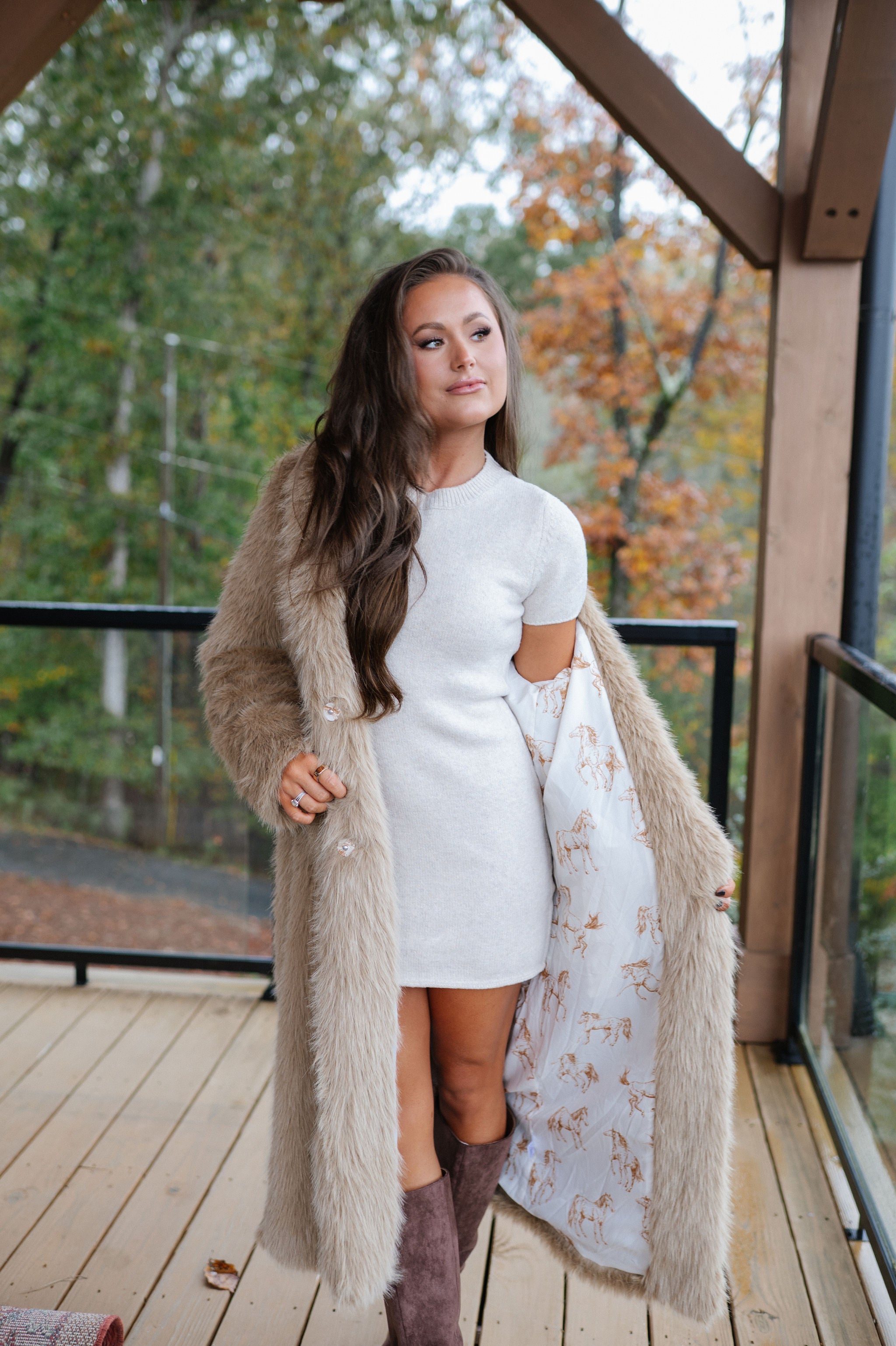 Shaggy Maxi Coat-Camel