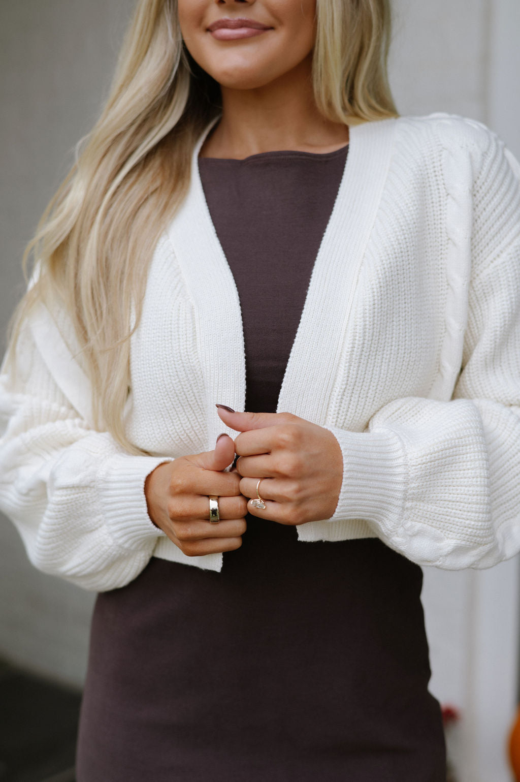 Bow Lace Up Cardigan-Cream