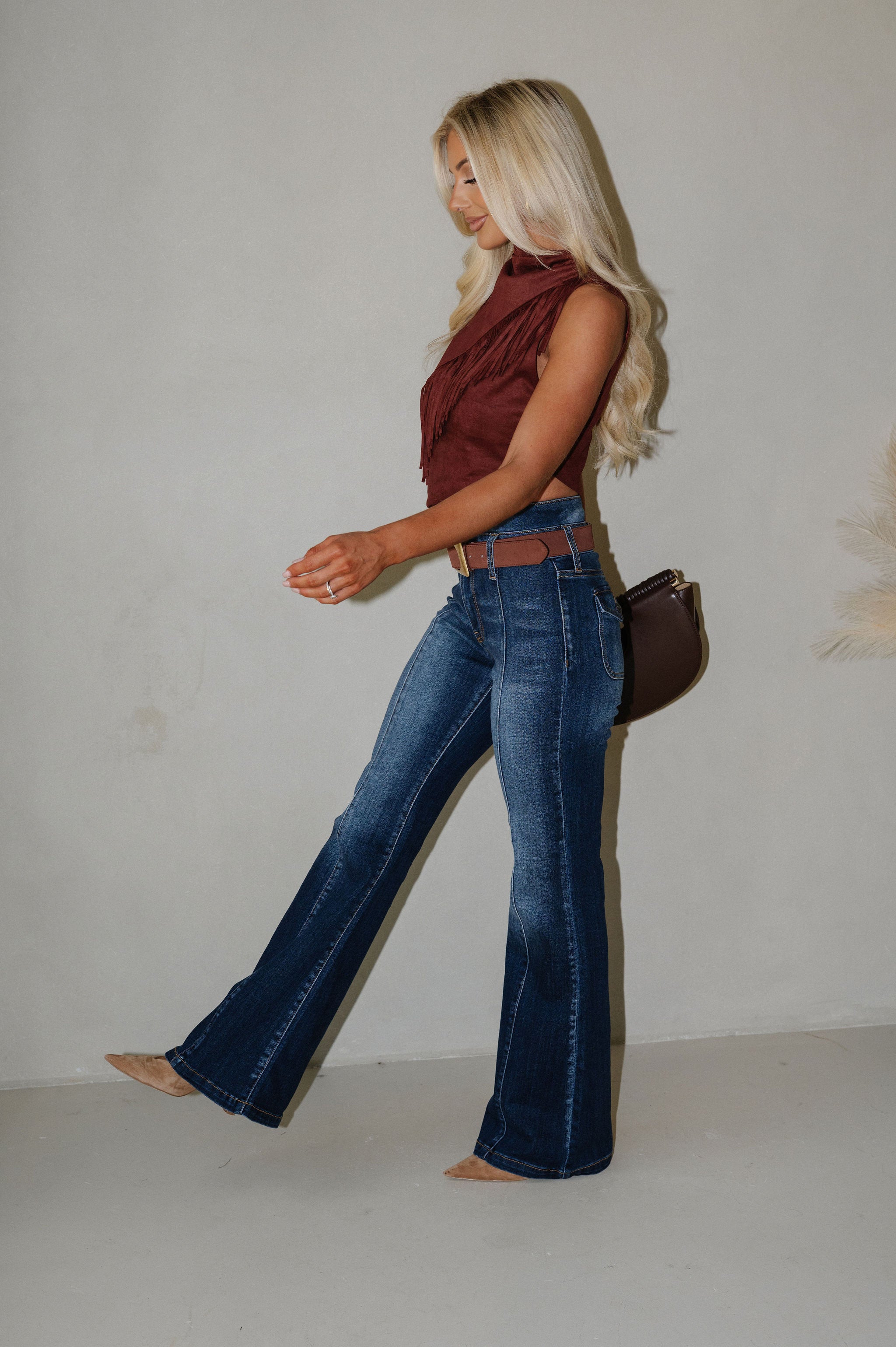 Morgan Fringe Tank Top-Wine