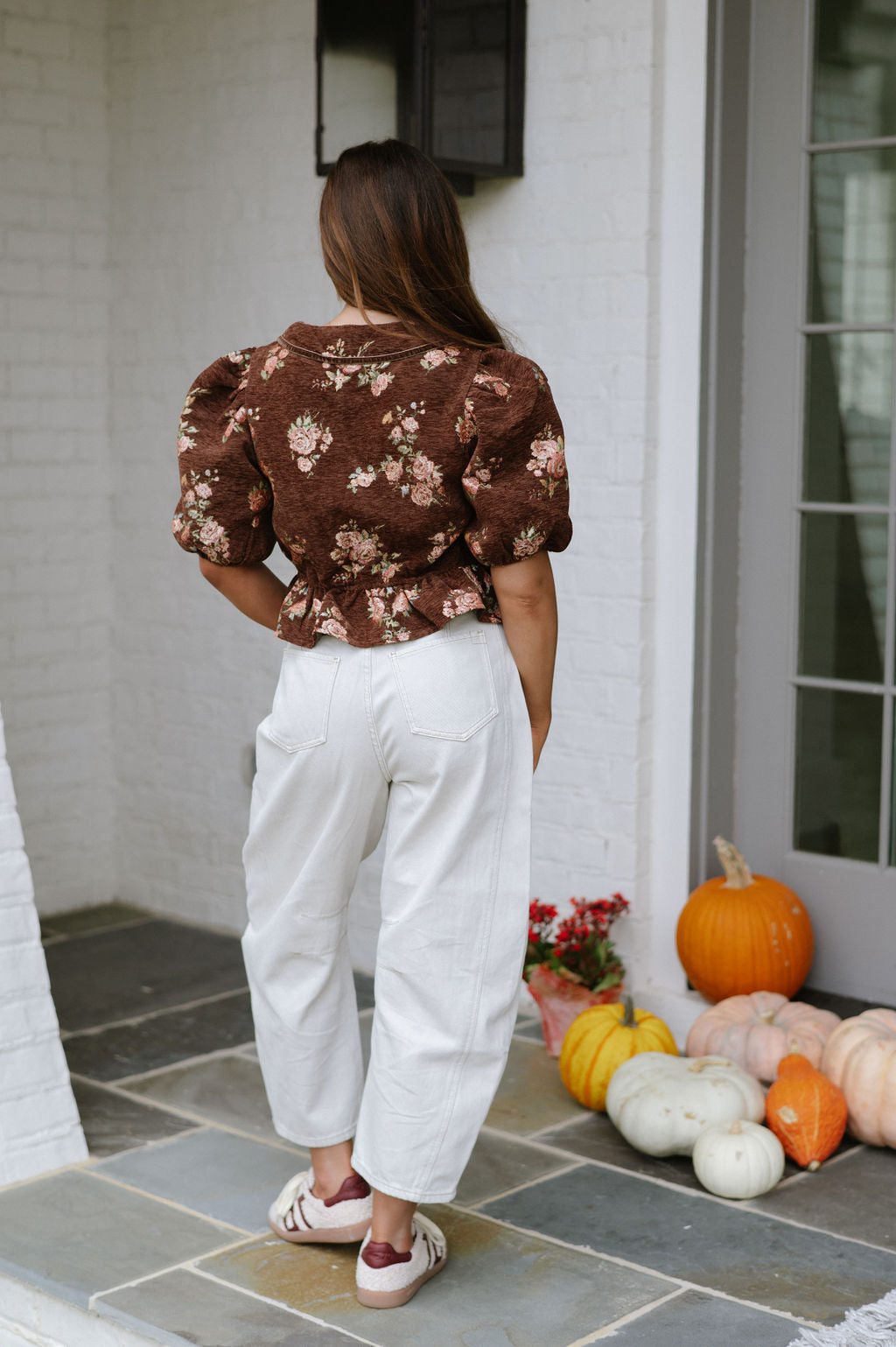 Fall Floral Tie Blouse