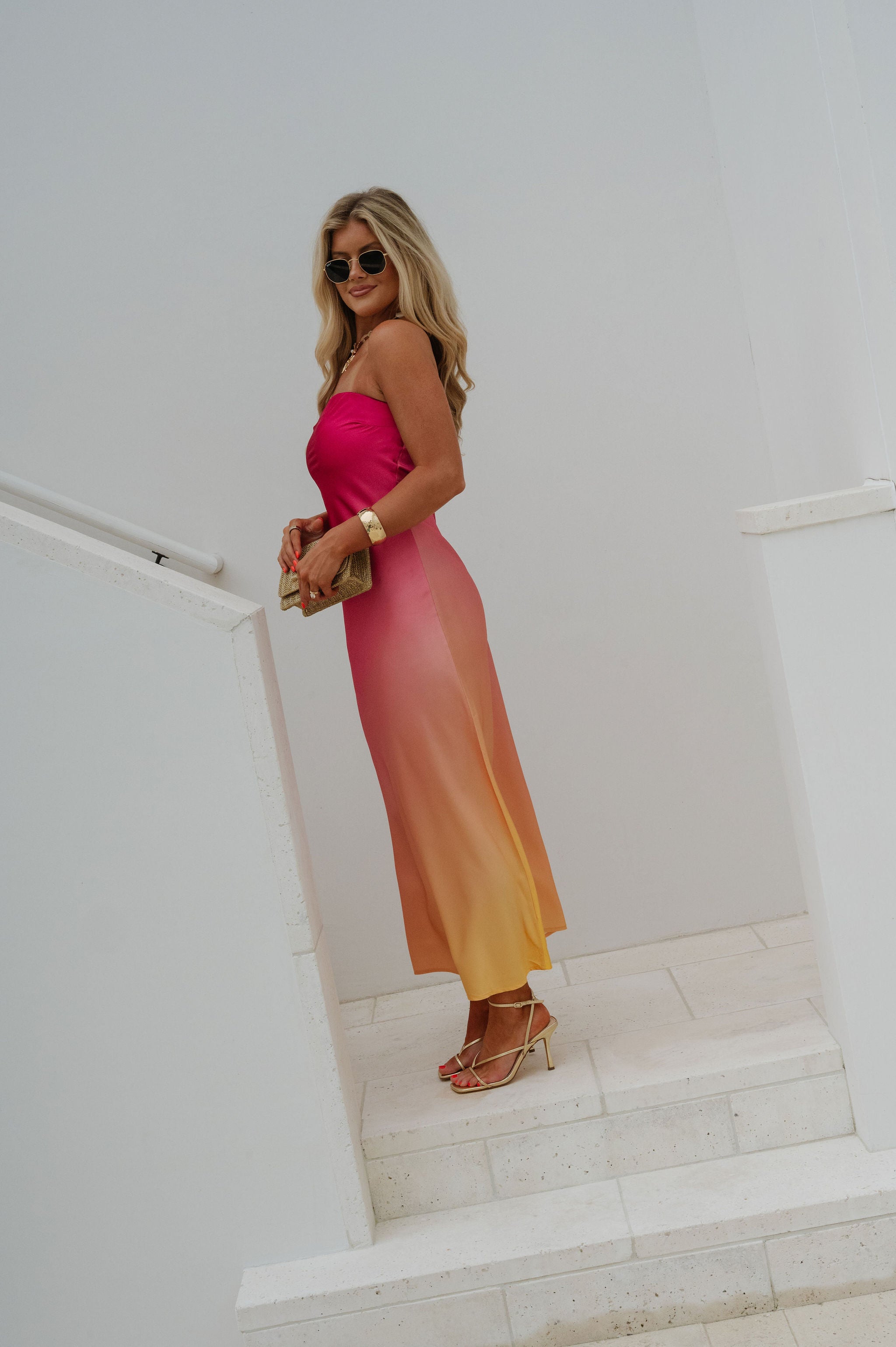 Marilyn Midi Dress-Pink Ombre