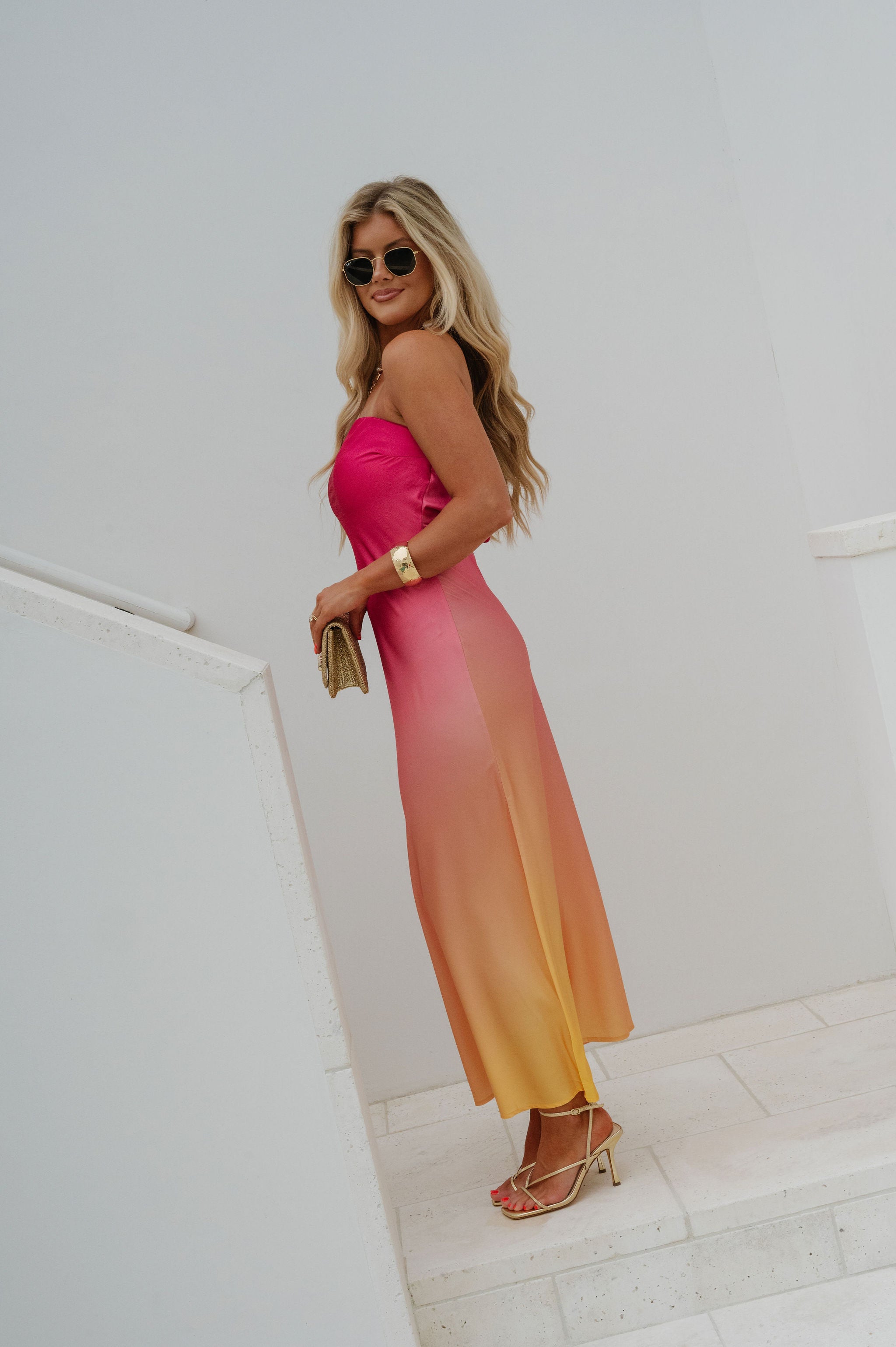 Marilyn Midi Dress-Pink Ombre