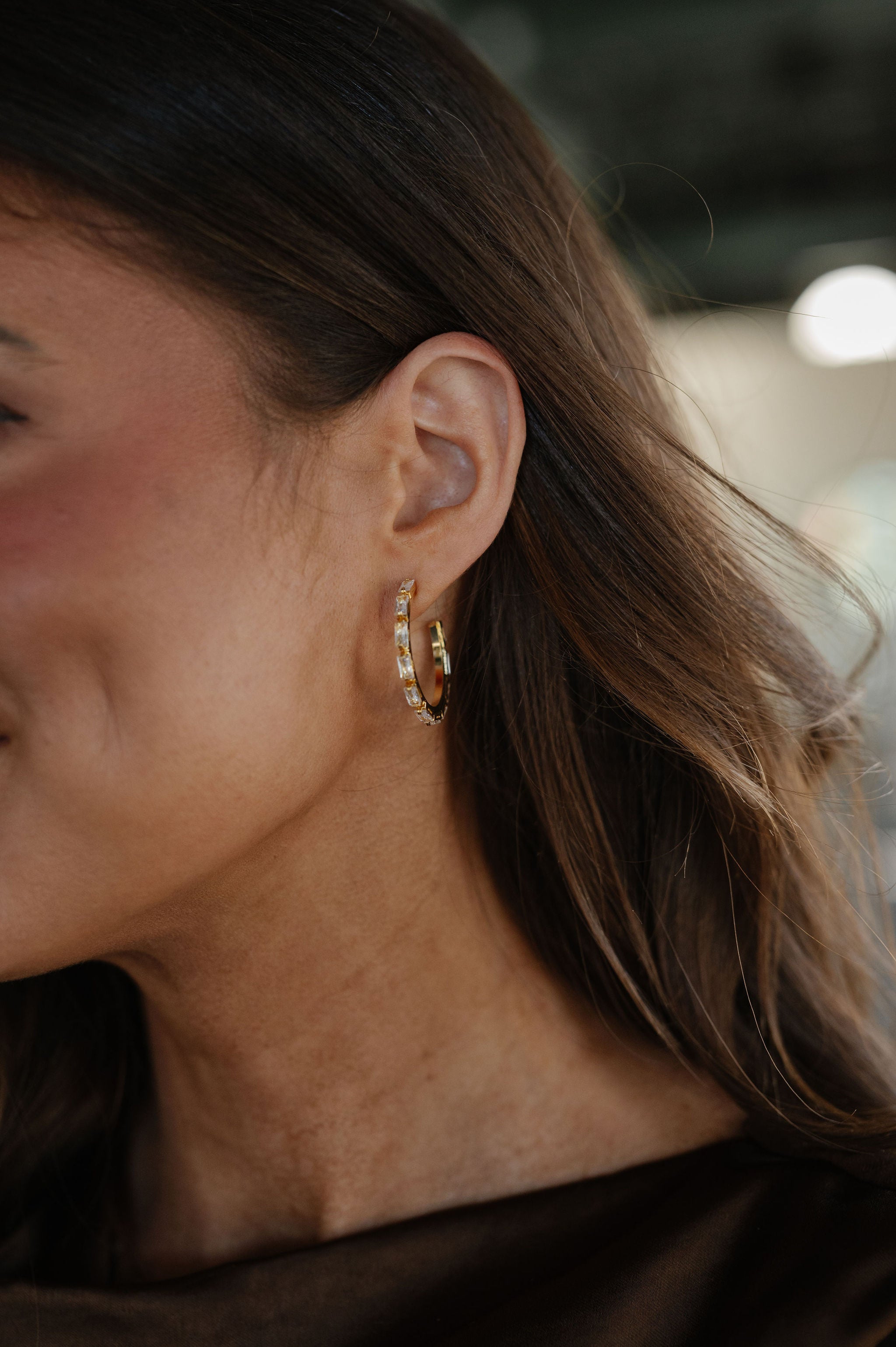 Baguette CZ Hoops-Gold *Final Sale*