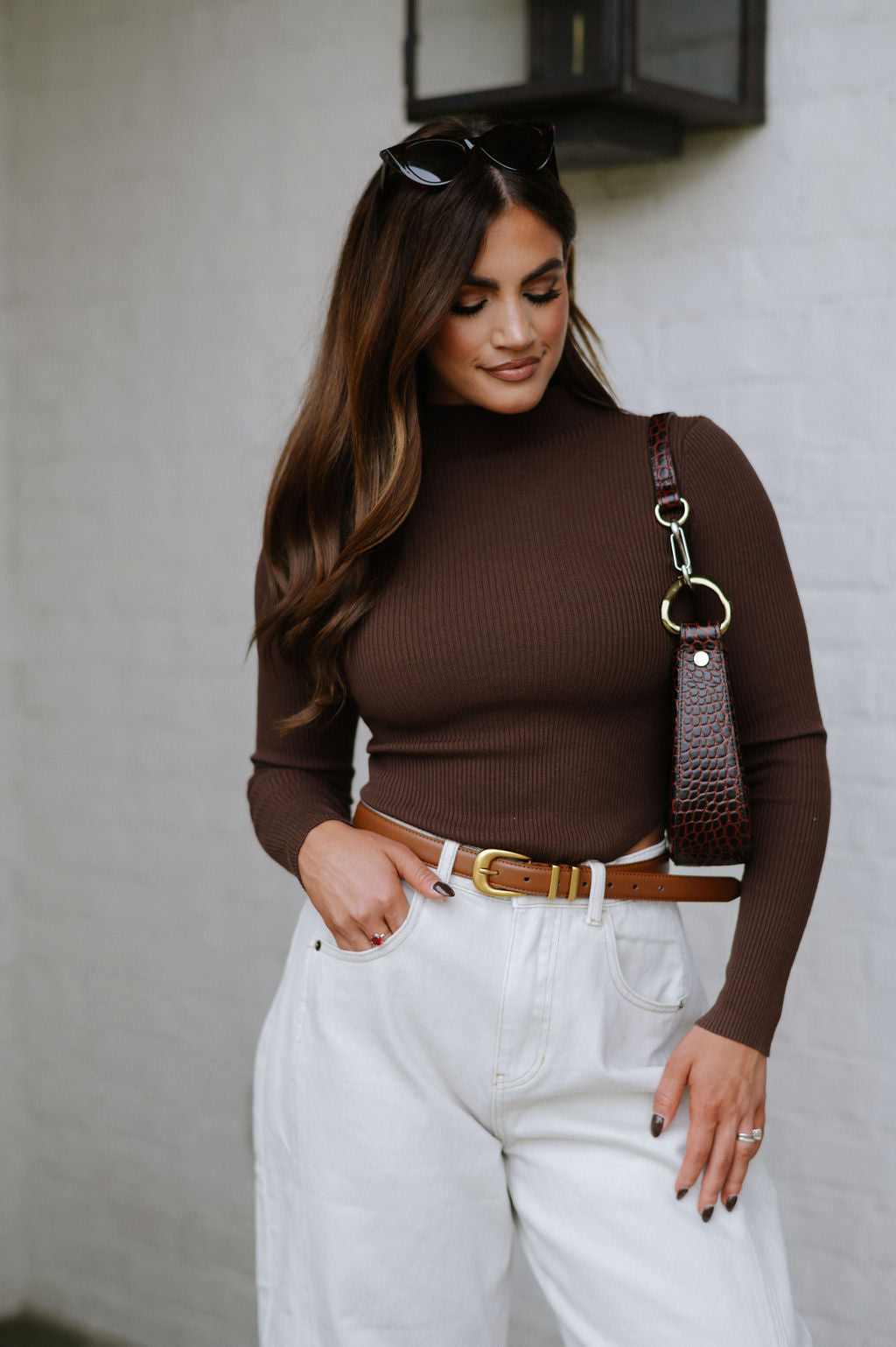 Layton Ribbed Sweater-Coffee