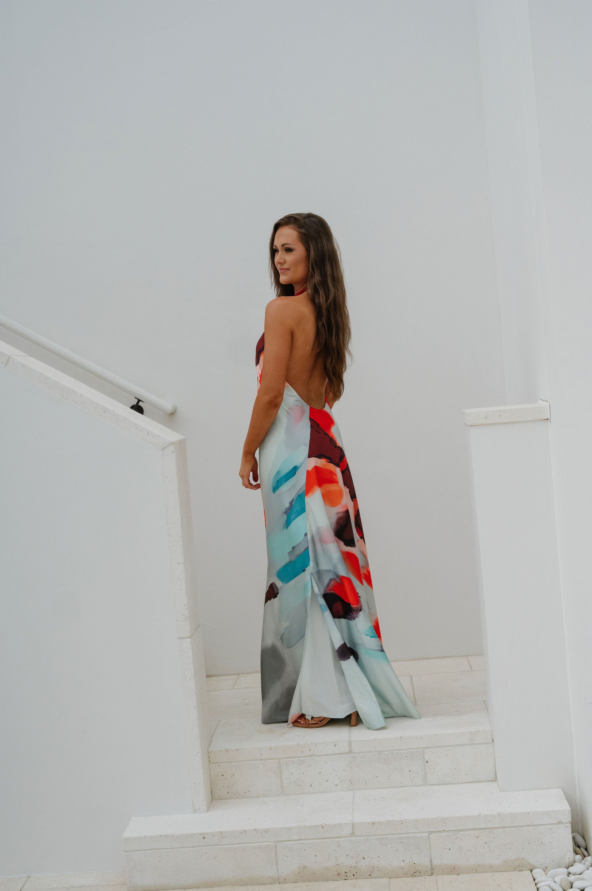 Sunset Halter Maxi Dress-Multi