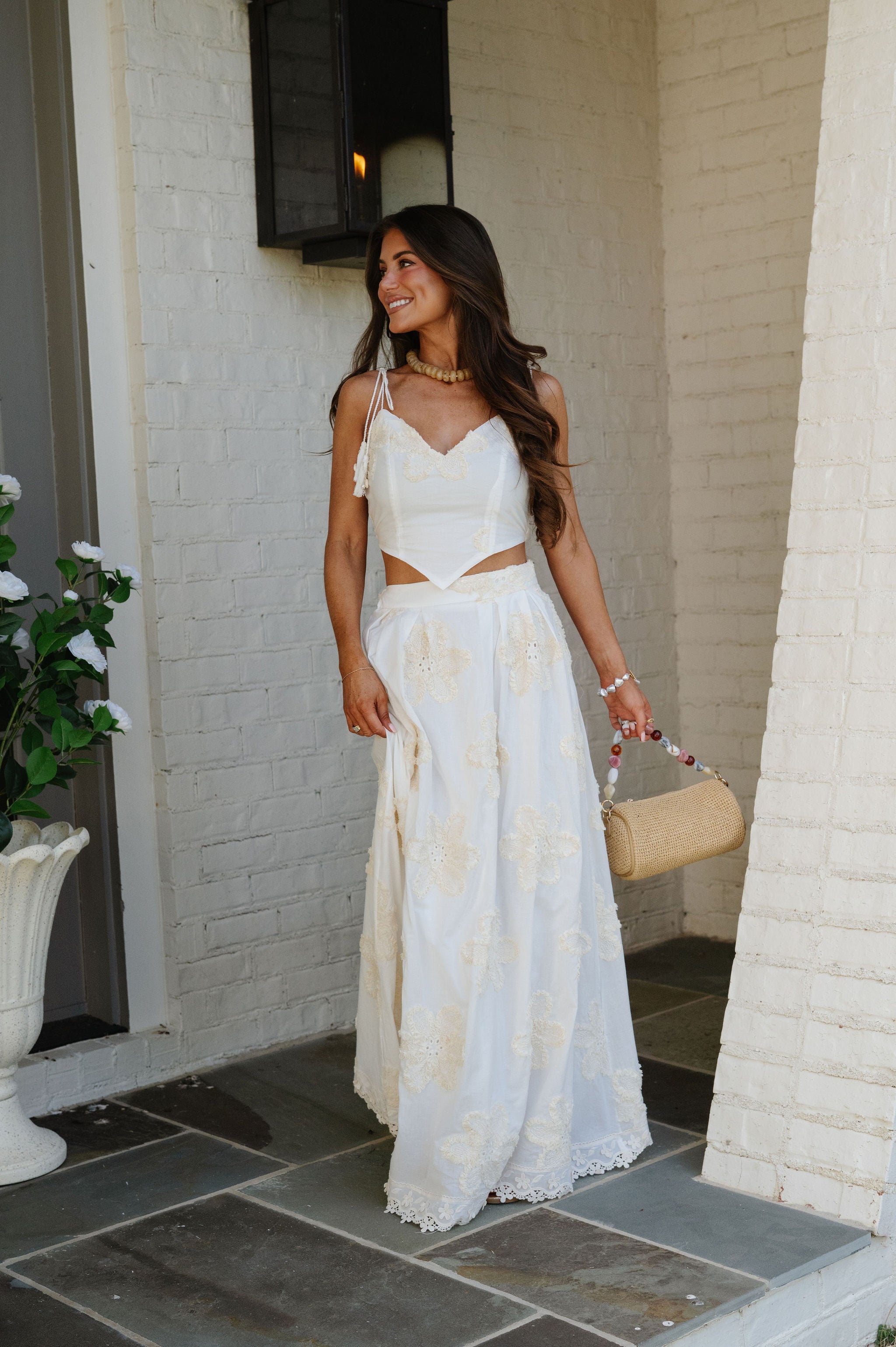 Bloom Skirt Set-White