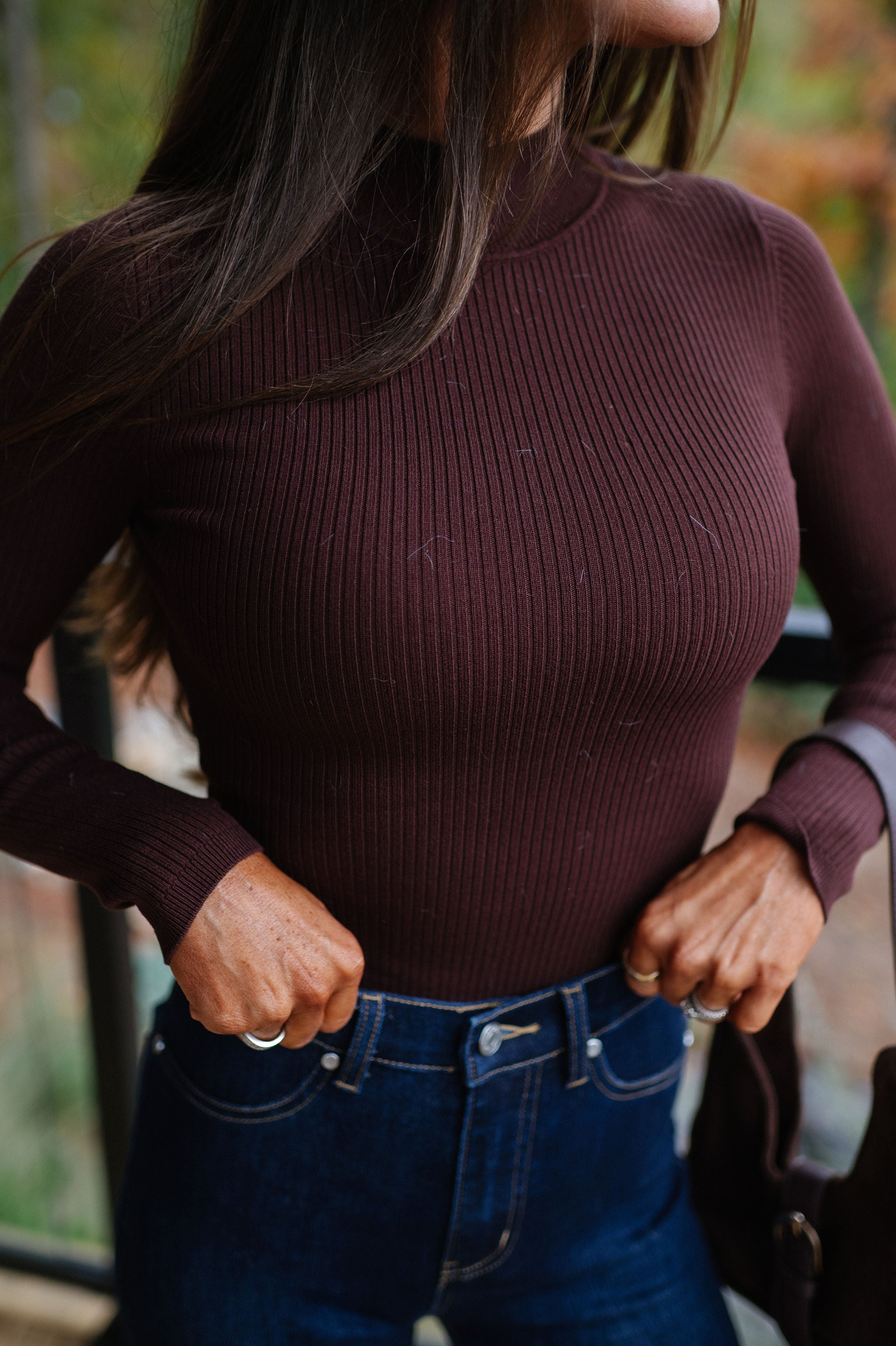 Hampton Ribbed Bodysuit-Brown