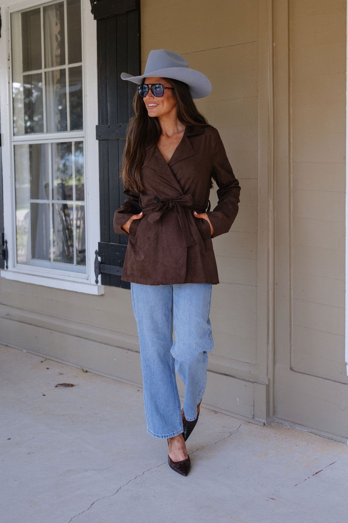 Lena Suede Jacket-Coffee