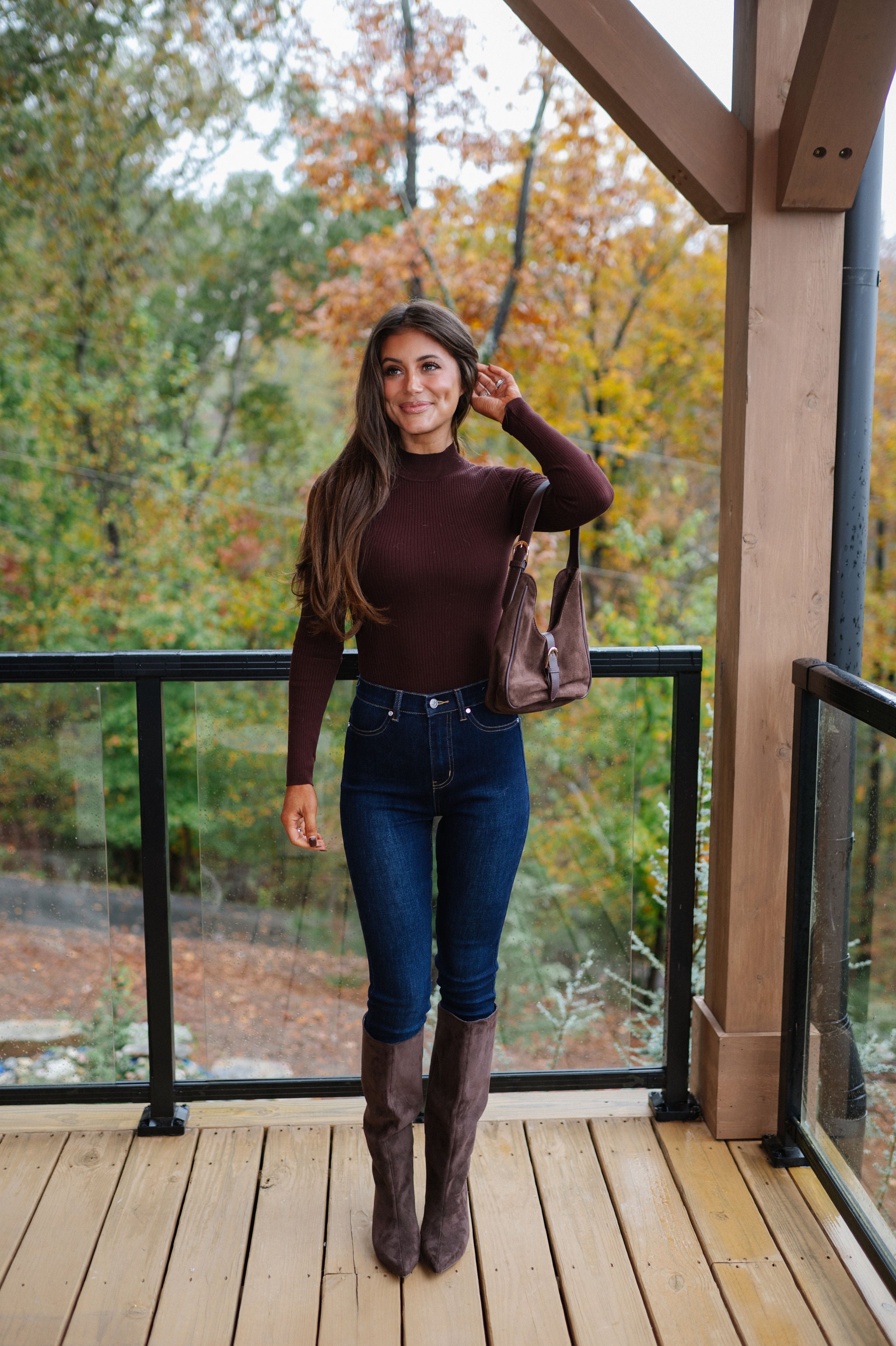 Hampton Ribbed Bodysuit-Brown