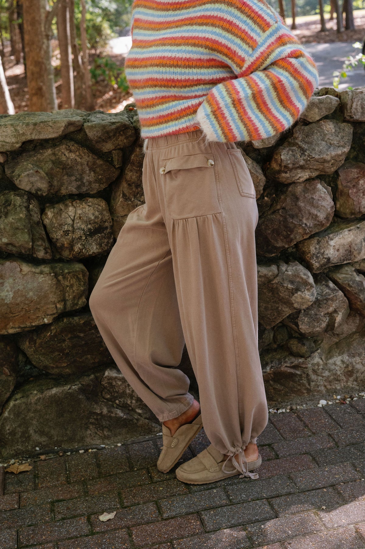 Darcy Wide Leg Cinch Pants-Golden Taupe