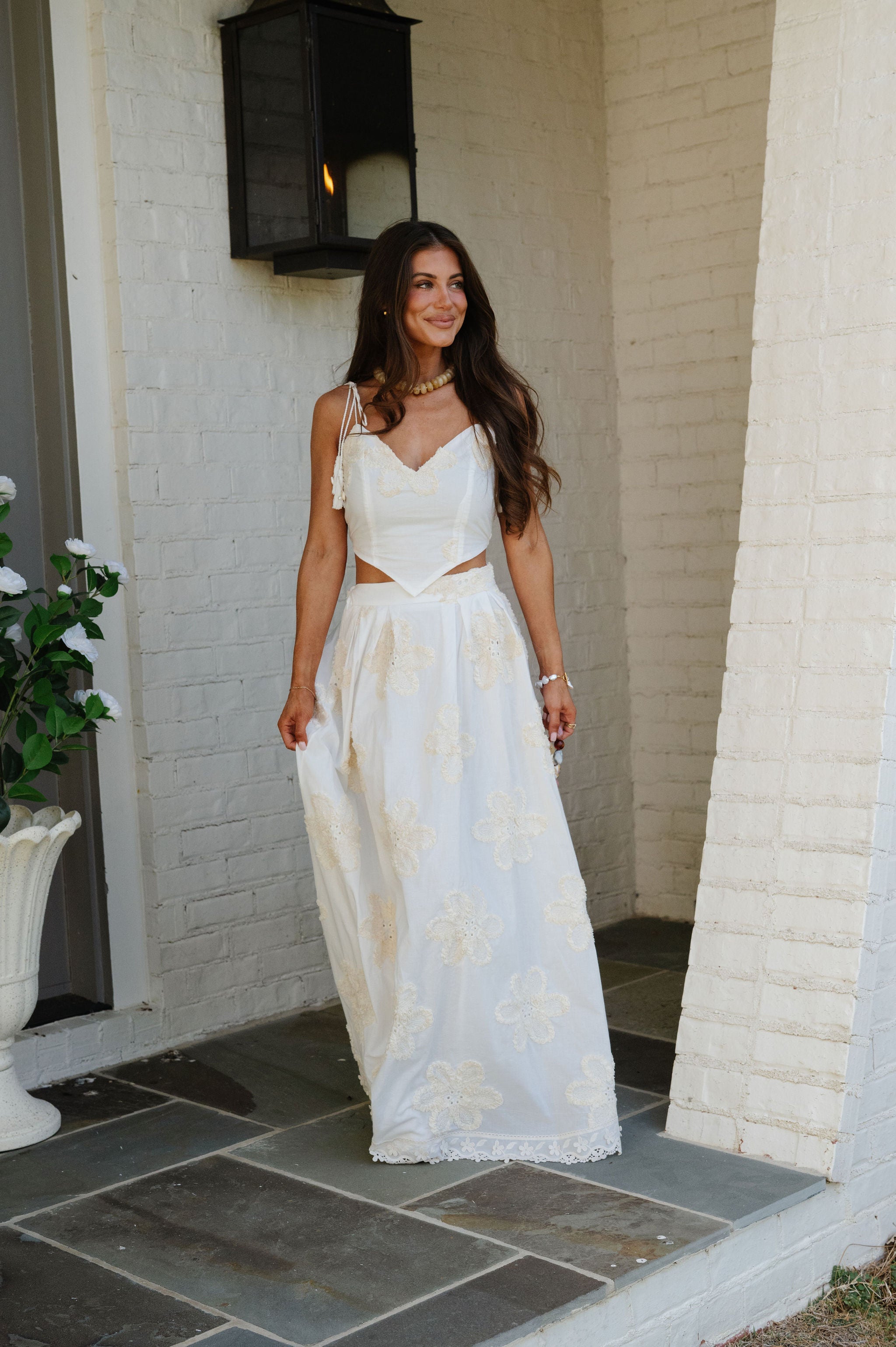 Bloom Skirt Set-White