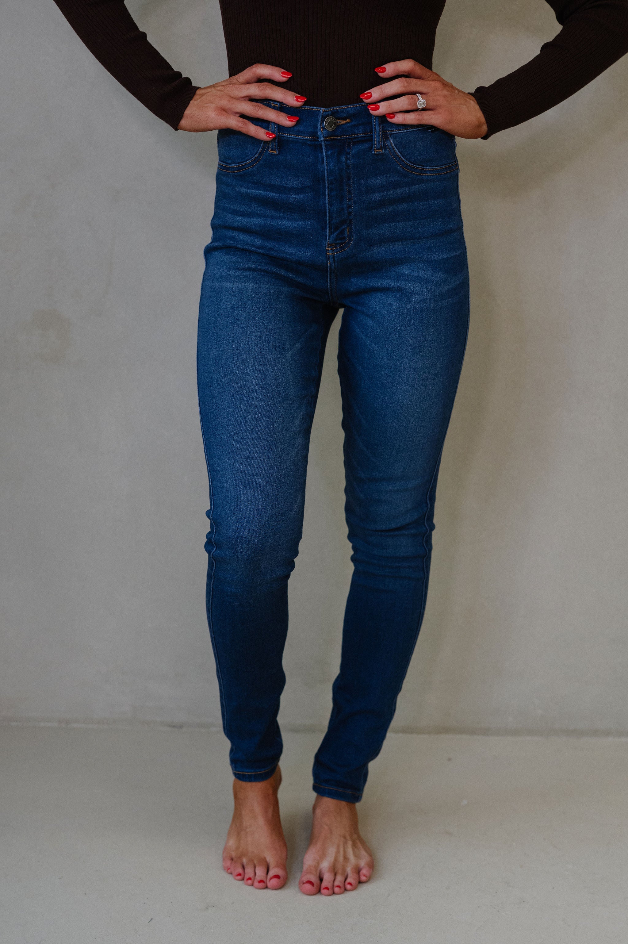 Poppie High Rise Skinny Jeans-Dark