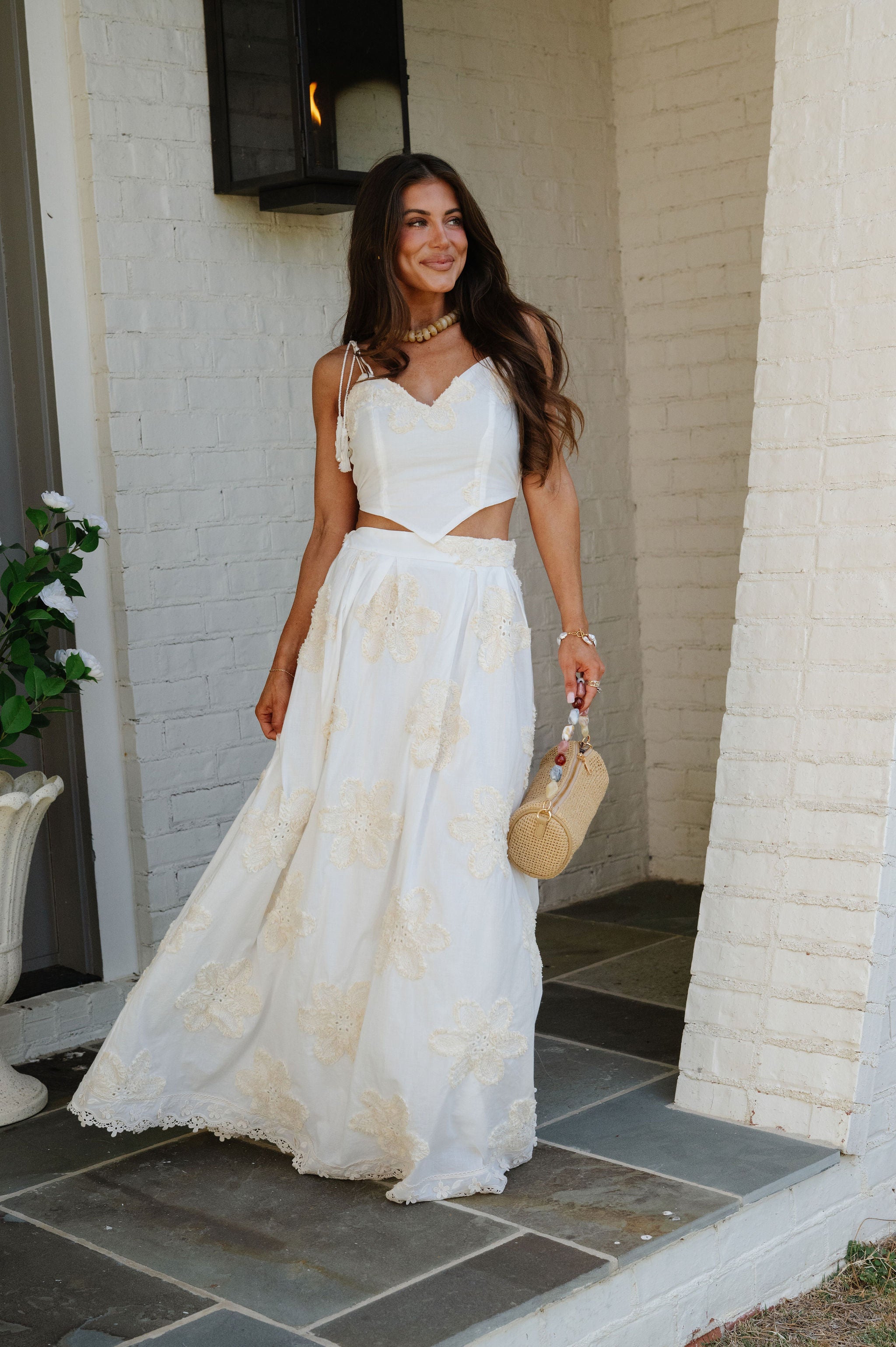 Bloom Skirt Set-White