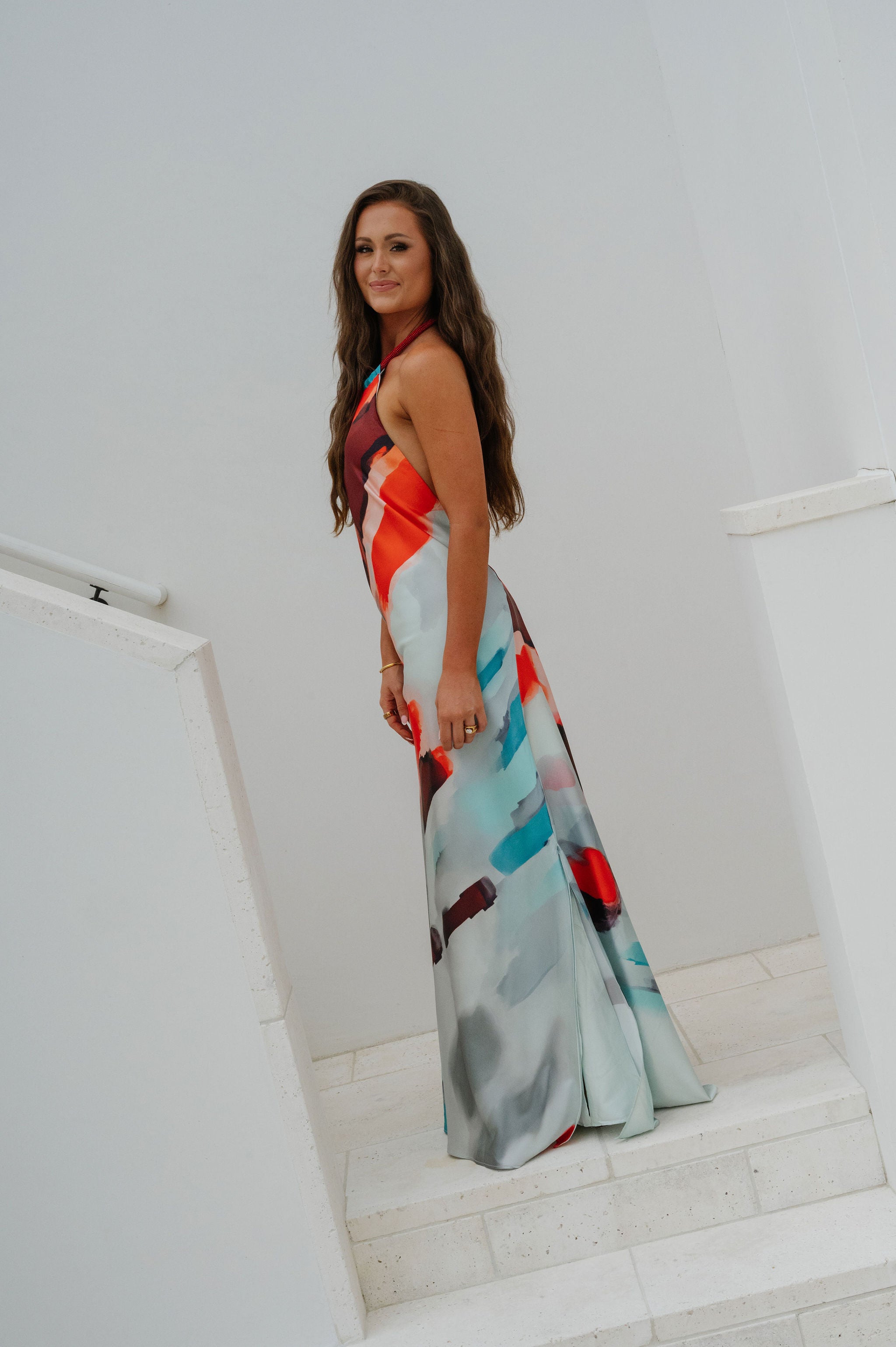 Sunset Halter Maxi Dress-Multi