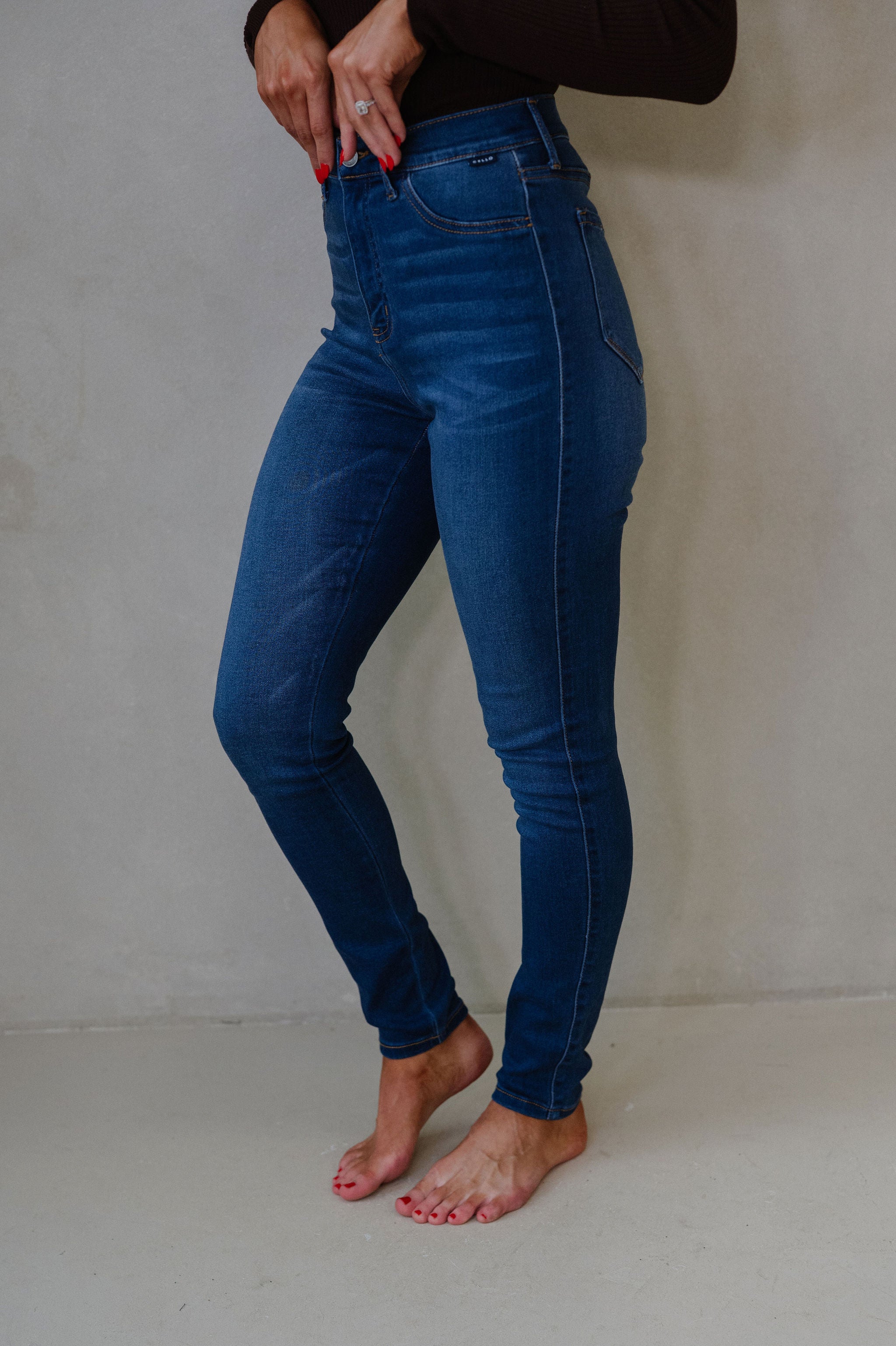 Poppie High Rise Skinny Jeans-Dark