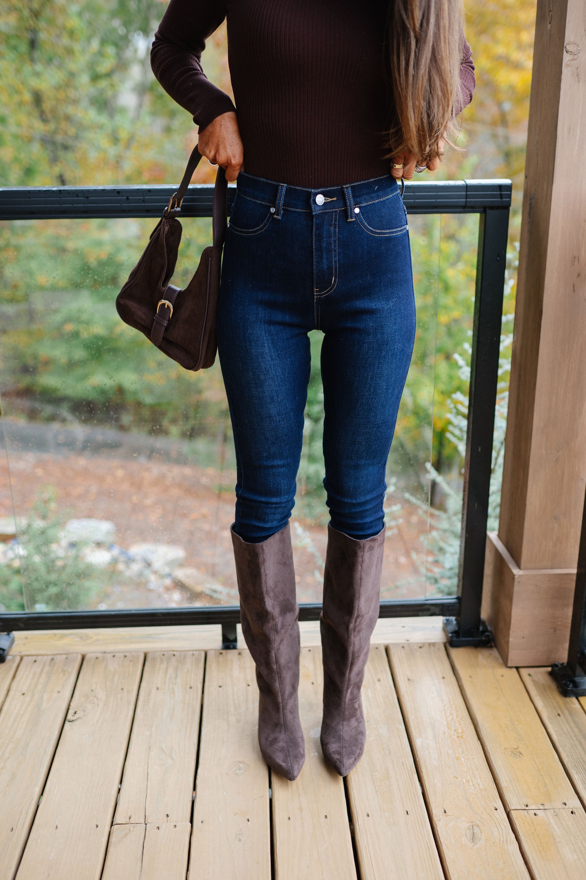 Camila Mid Rise Skinny Jeans-Dark Stone