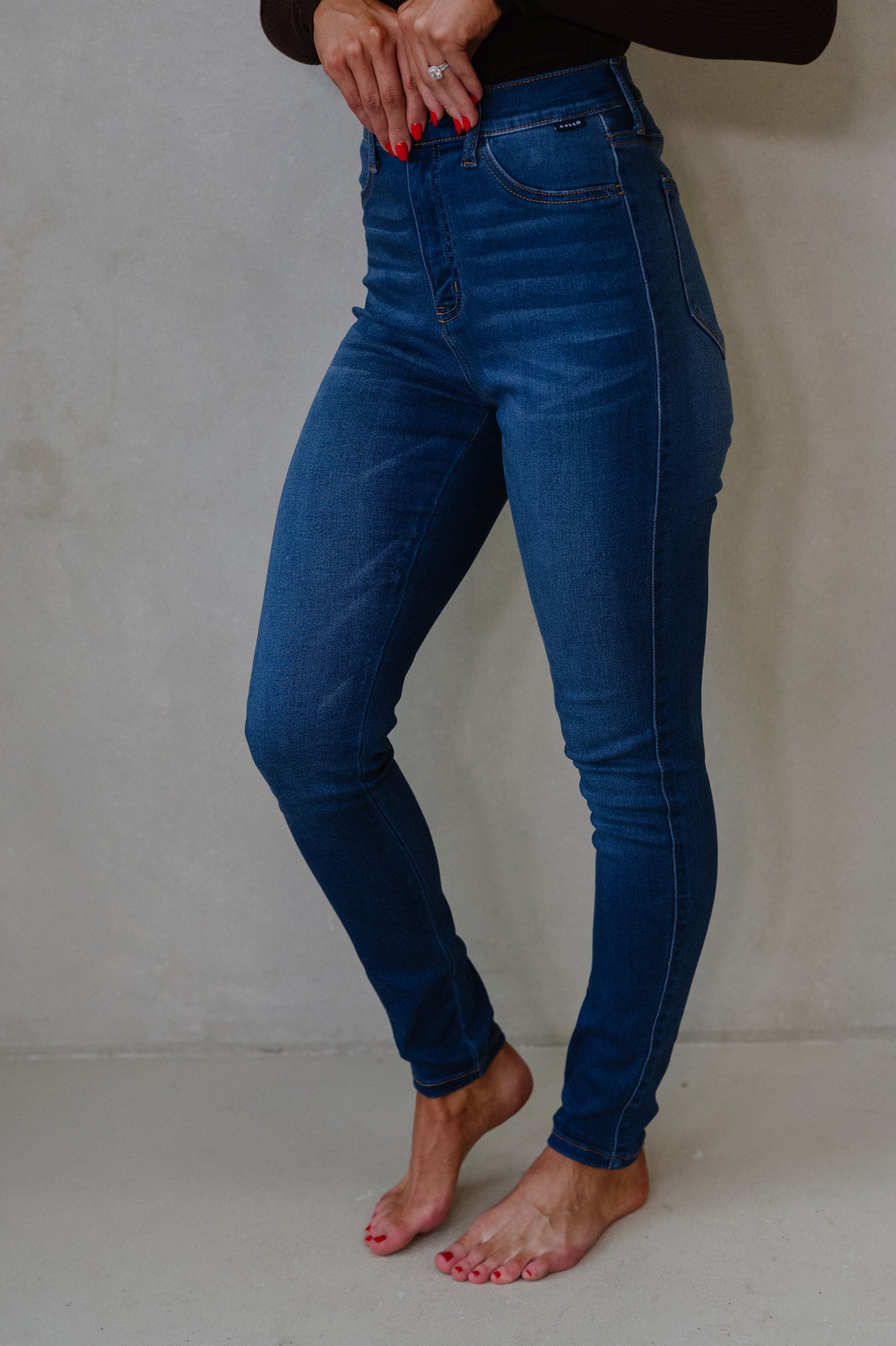 Poppie High Rise Skinny Jeans-Dark