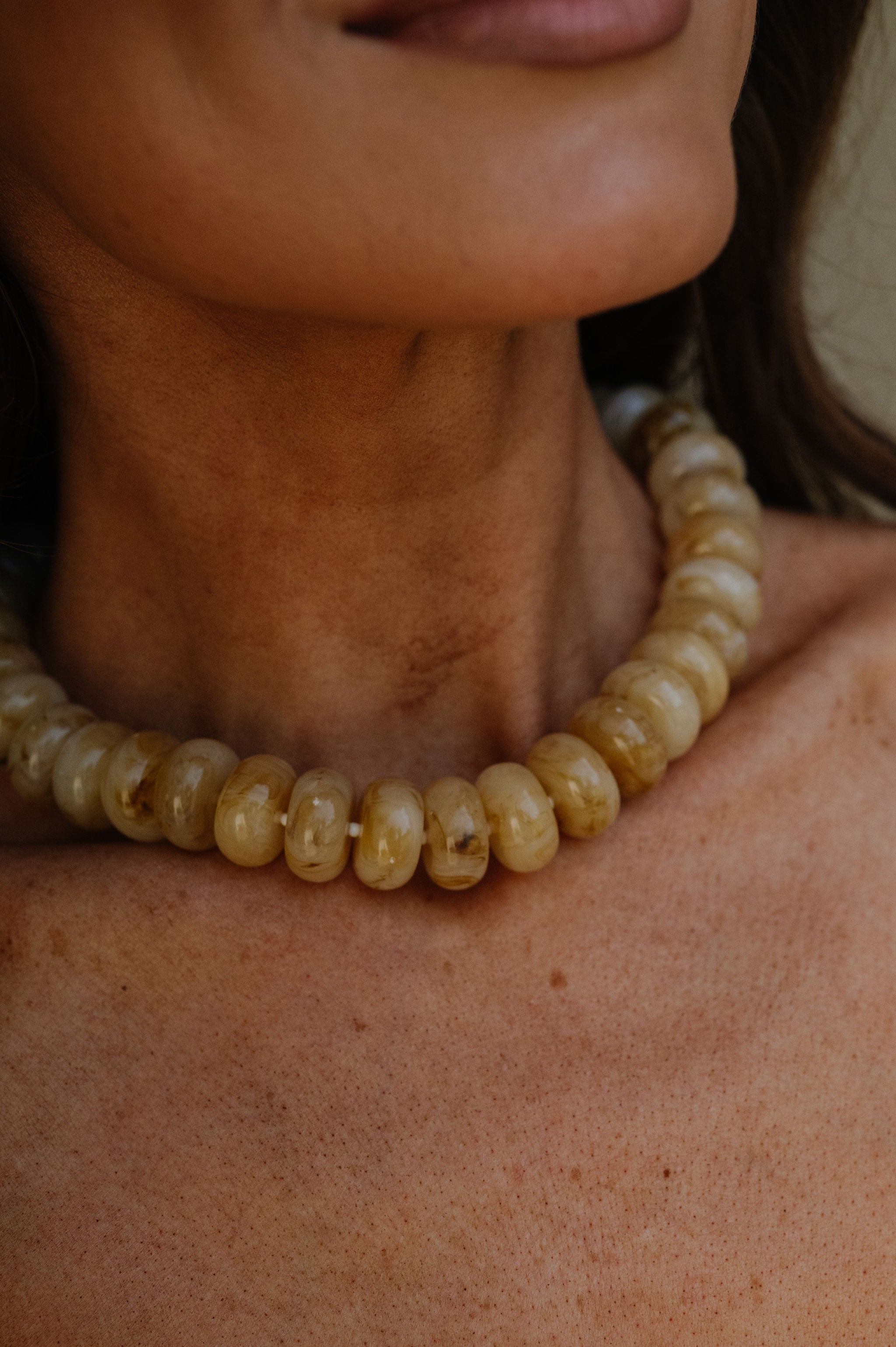 Marble Beaded Necklace-Natural
