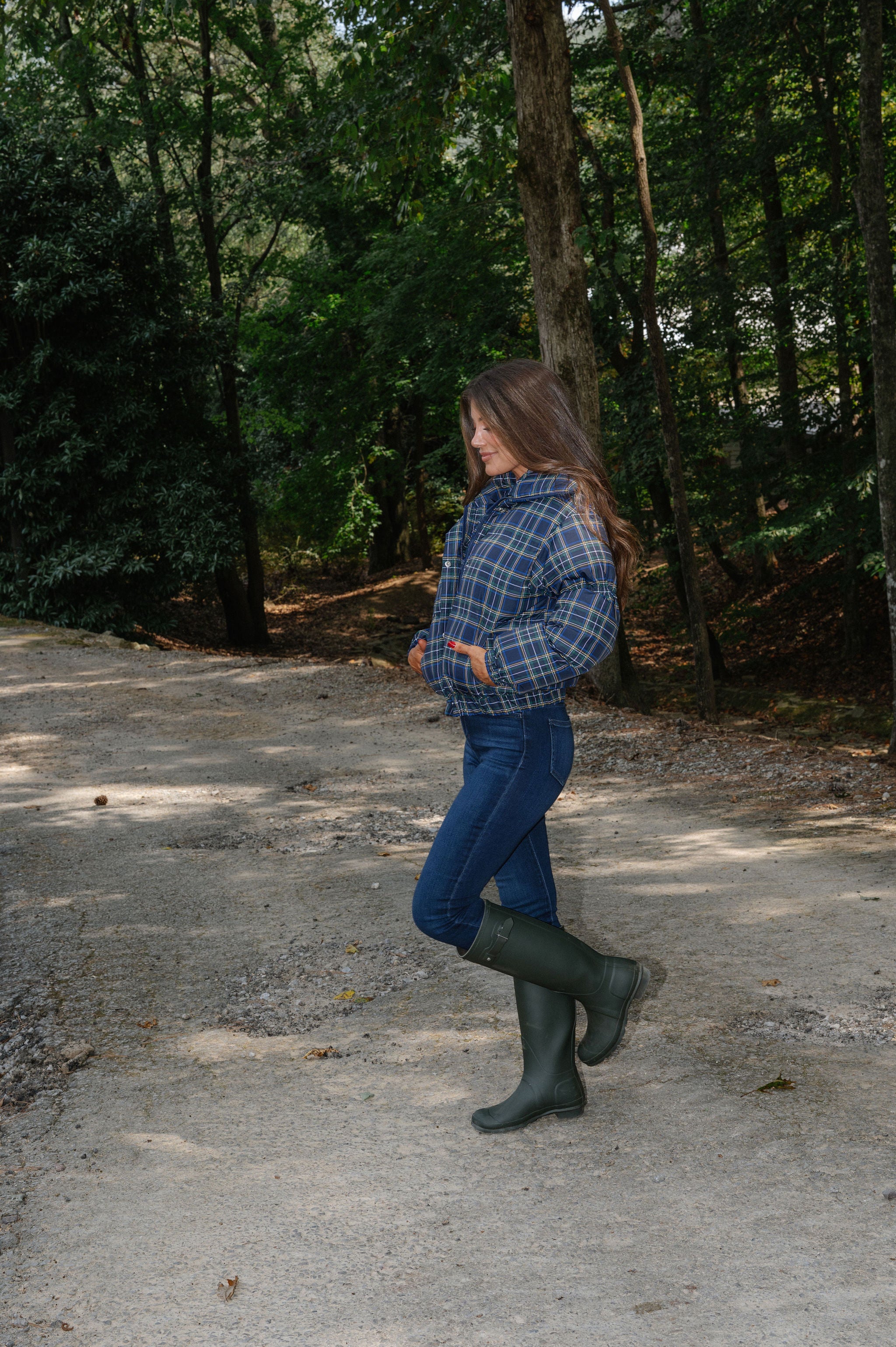 Madeline Plaid Jacket-Navy