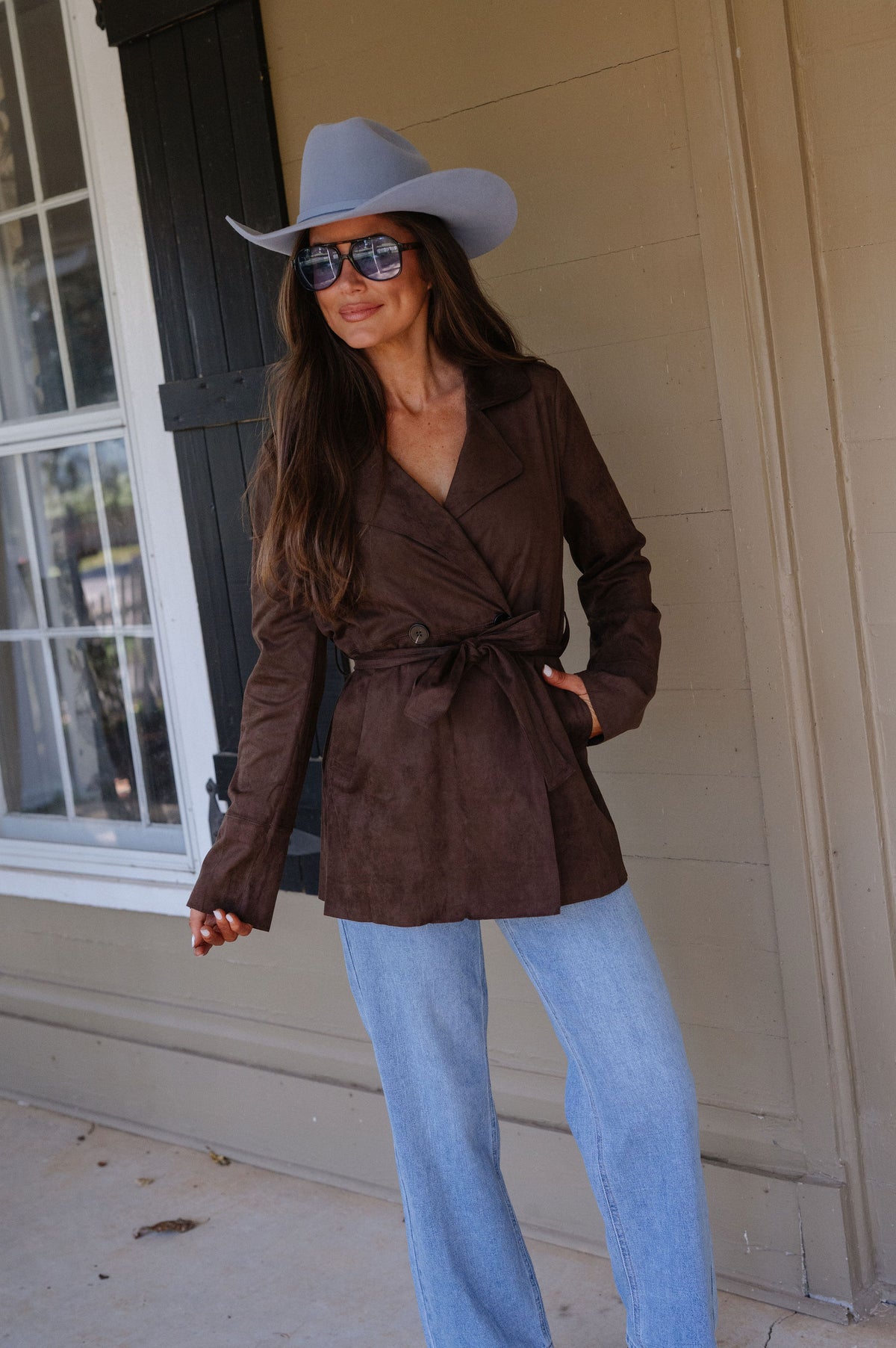 Lena Suede Jacket-Coffee