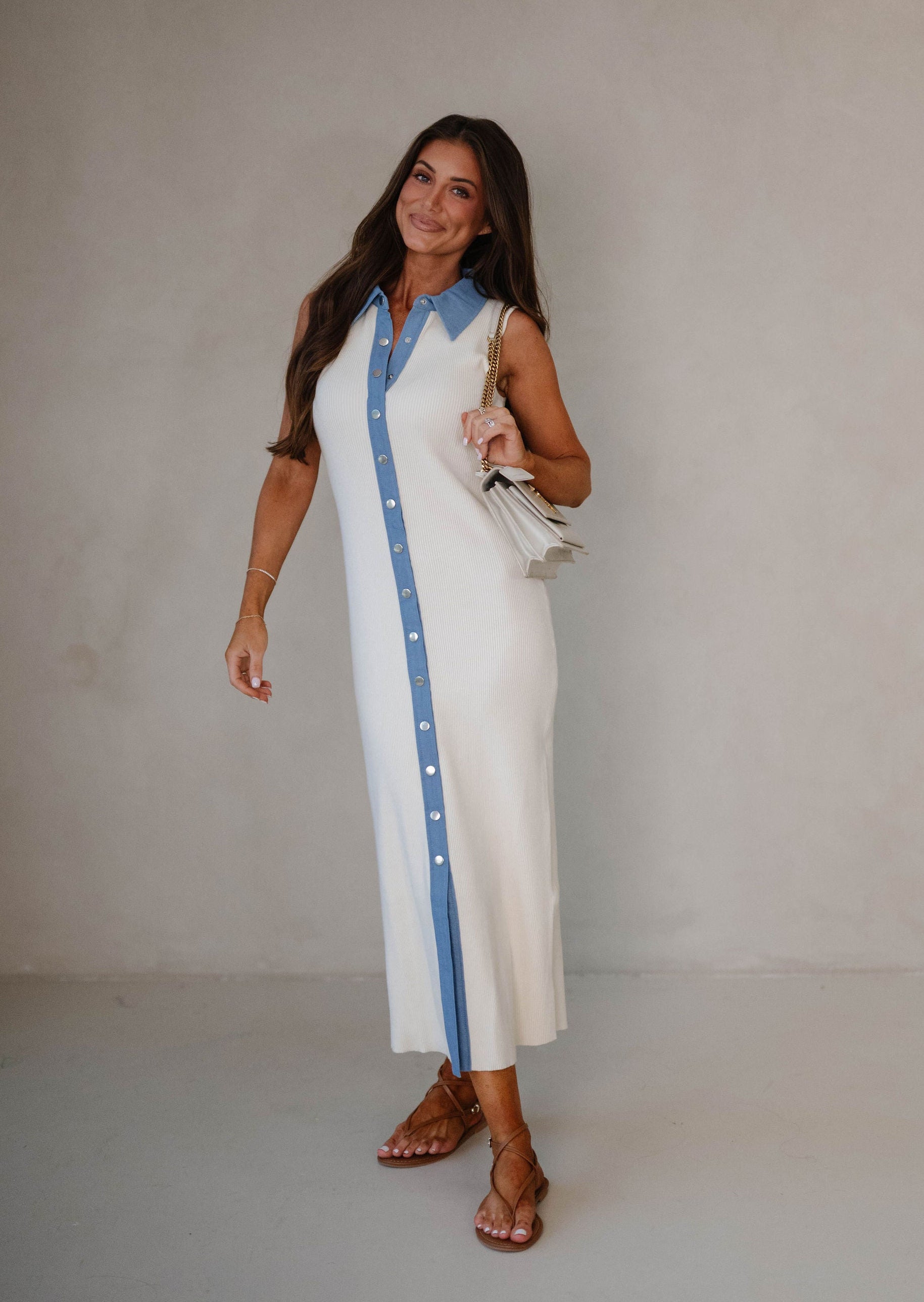 Lala Sleeveless Sweater Maxi Dress-Cream