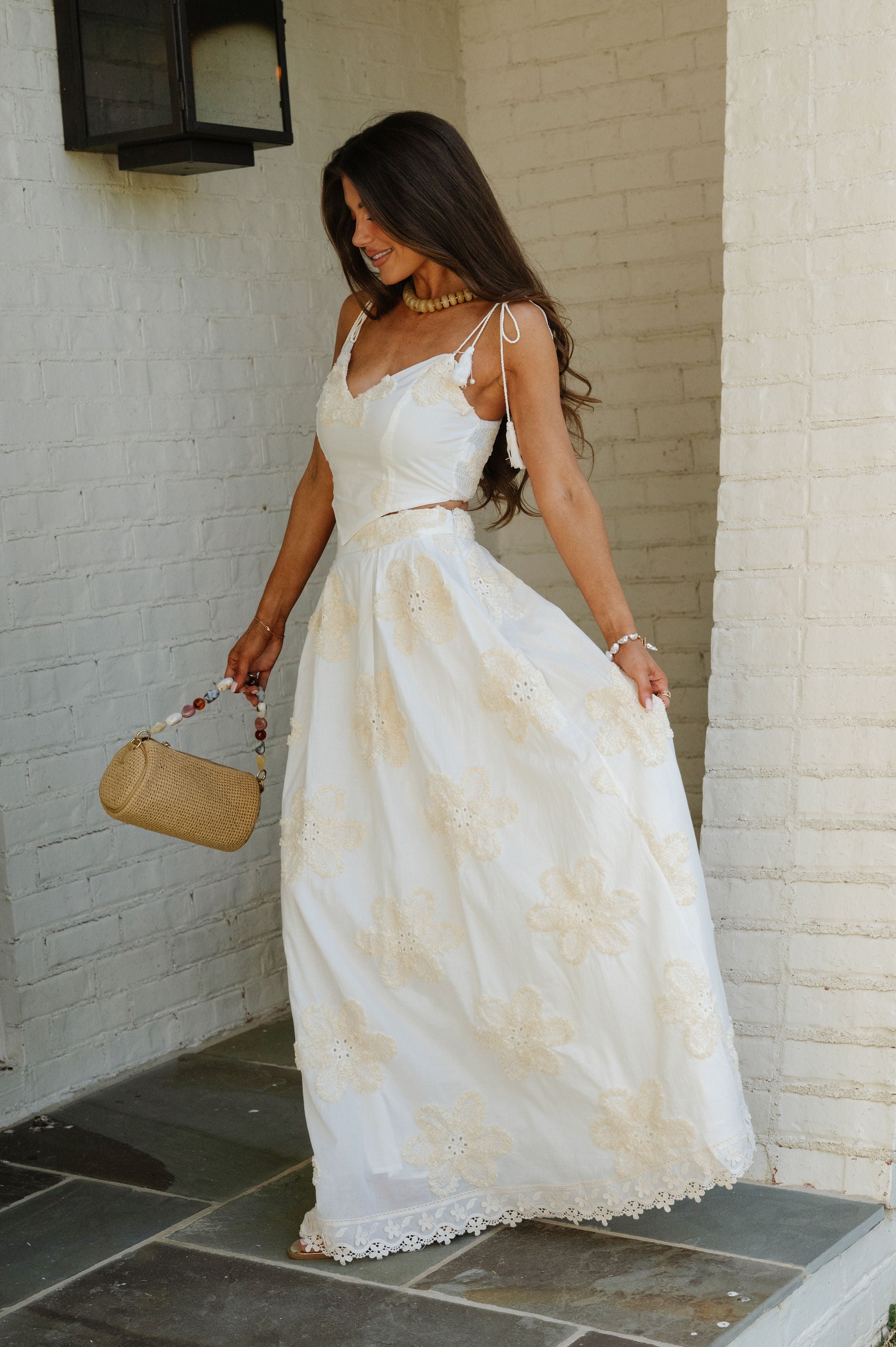 Bloom Skirt Set-White