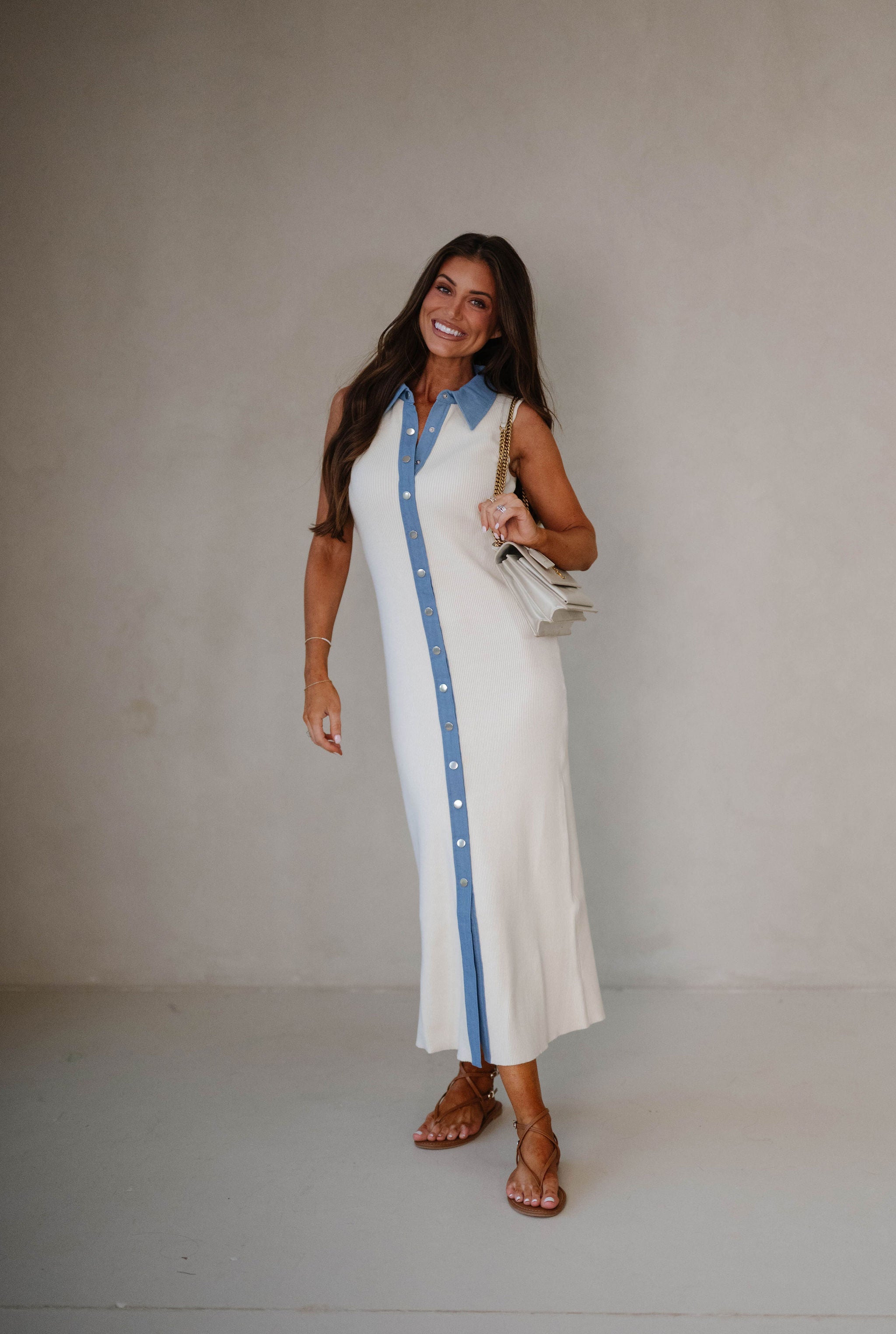 Lala Sleeveless Sweater Maxi Dress-Cream