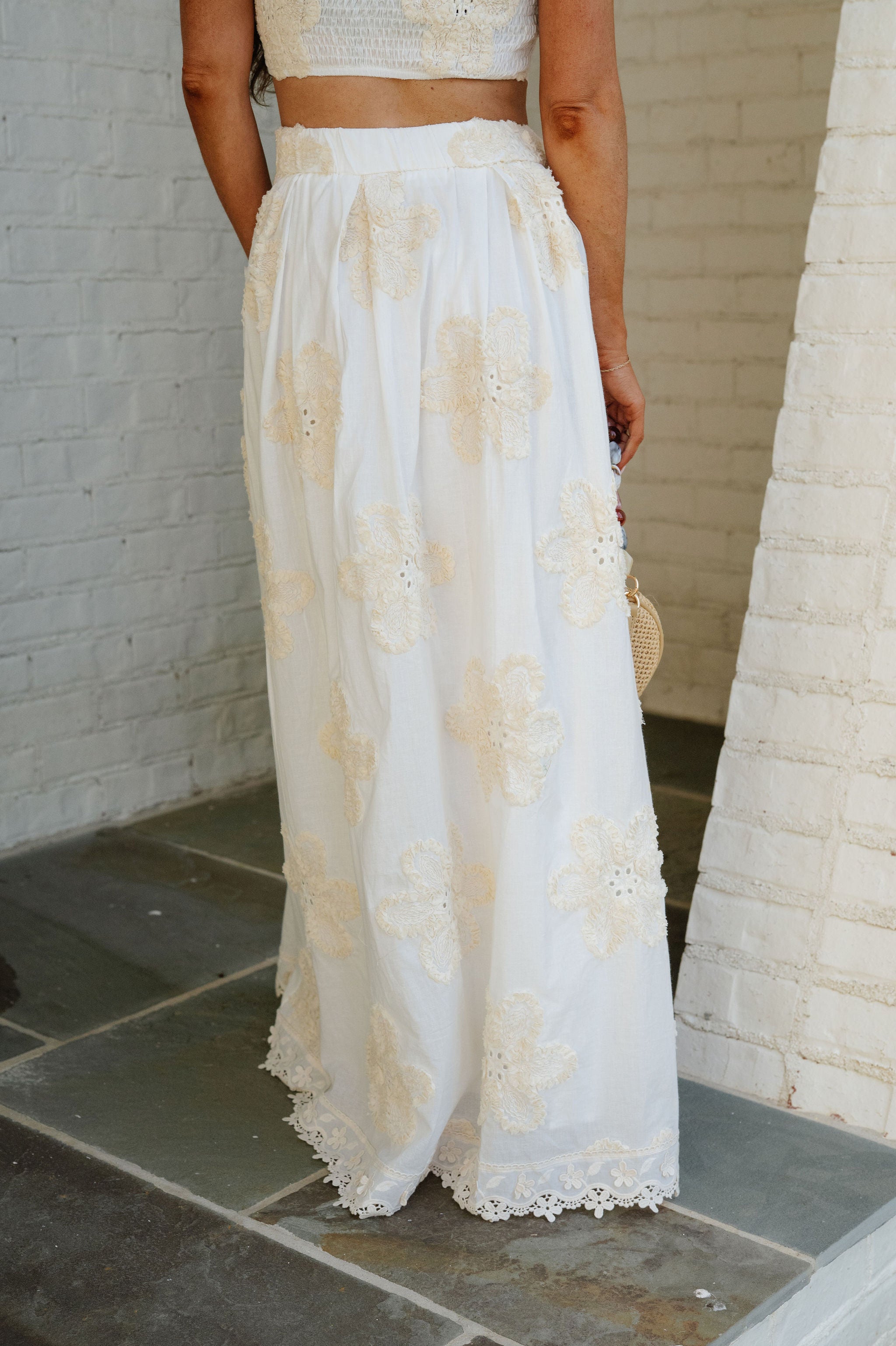 Bloom Skirt Set-White
