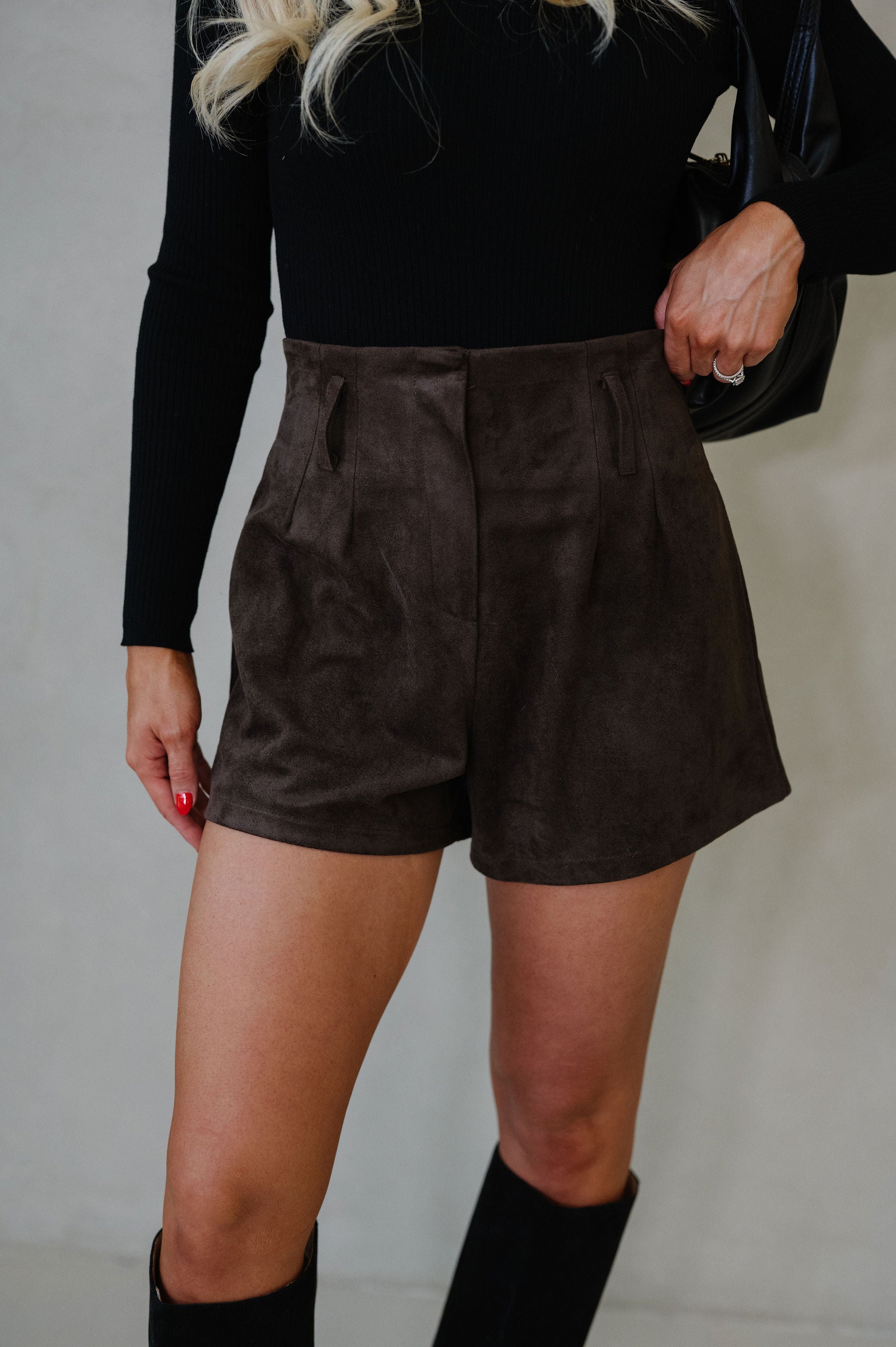 Tanya Suede Shorts-Brown
