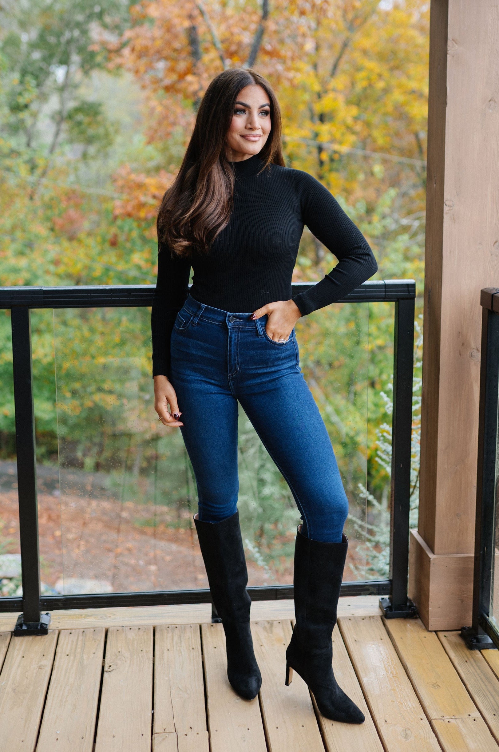 Hampton Ribbed Bodysuit-Black