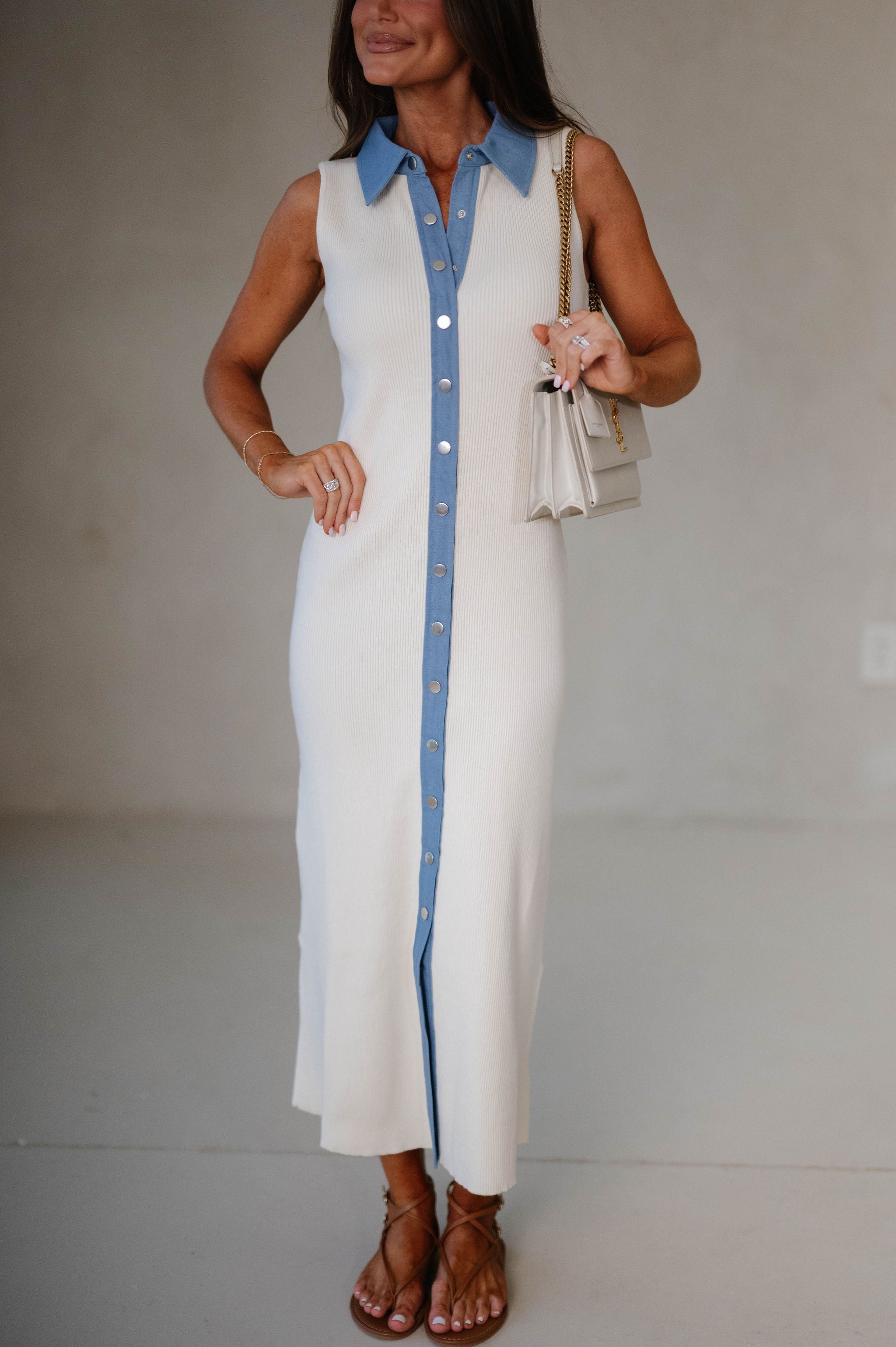 Lala Sleeveless Sweater Maxi Dress-Cream