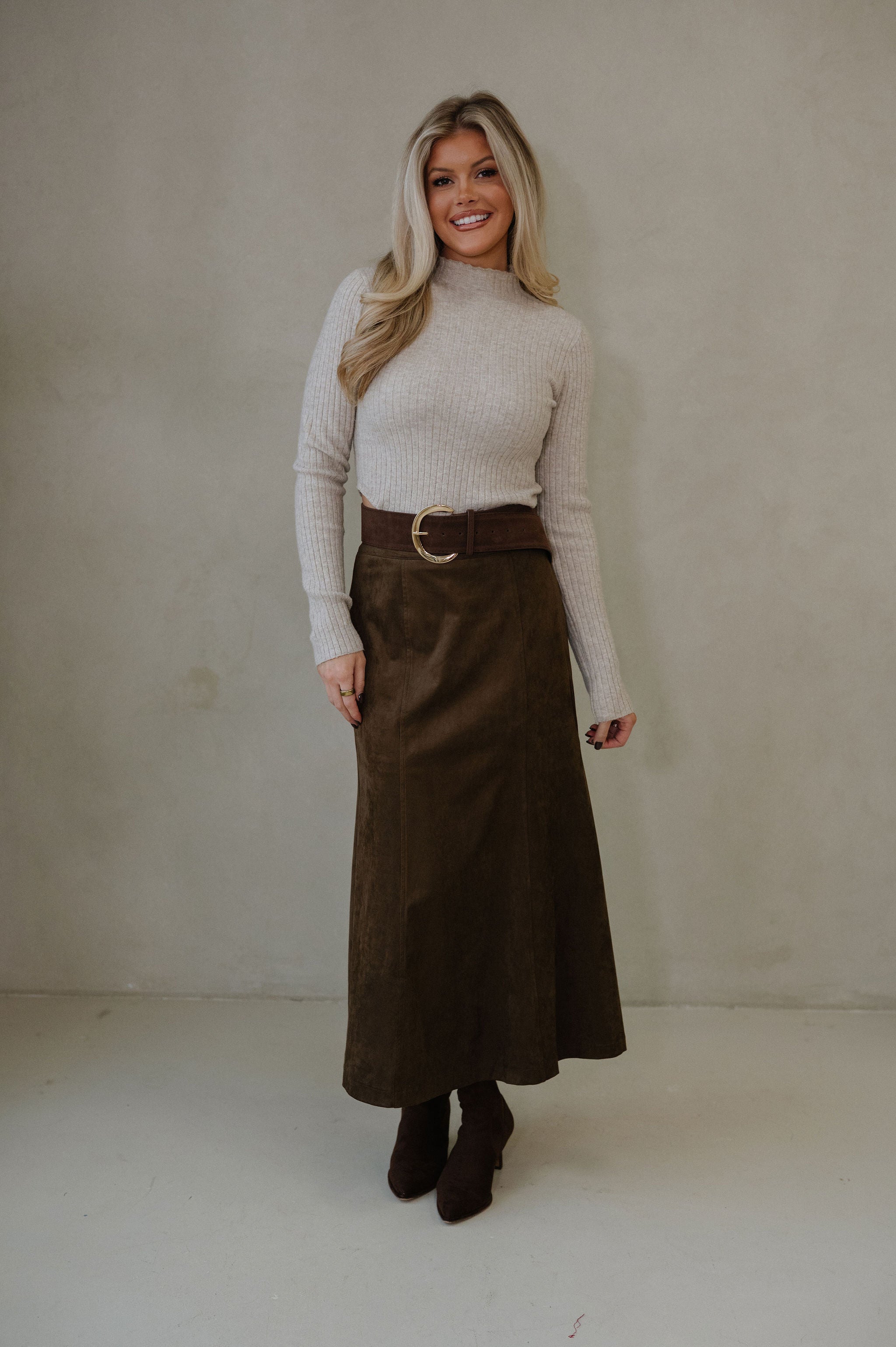Pressley Midi Skirt-Dark Oak