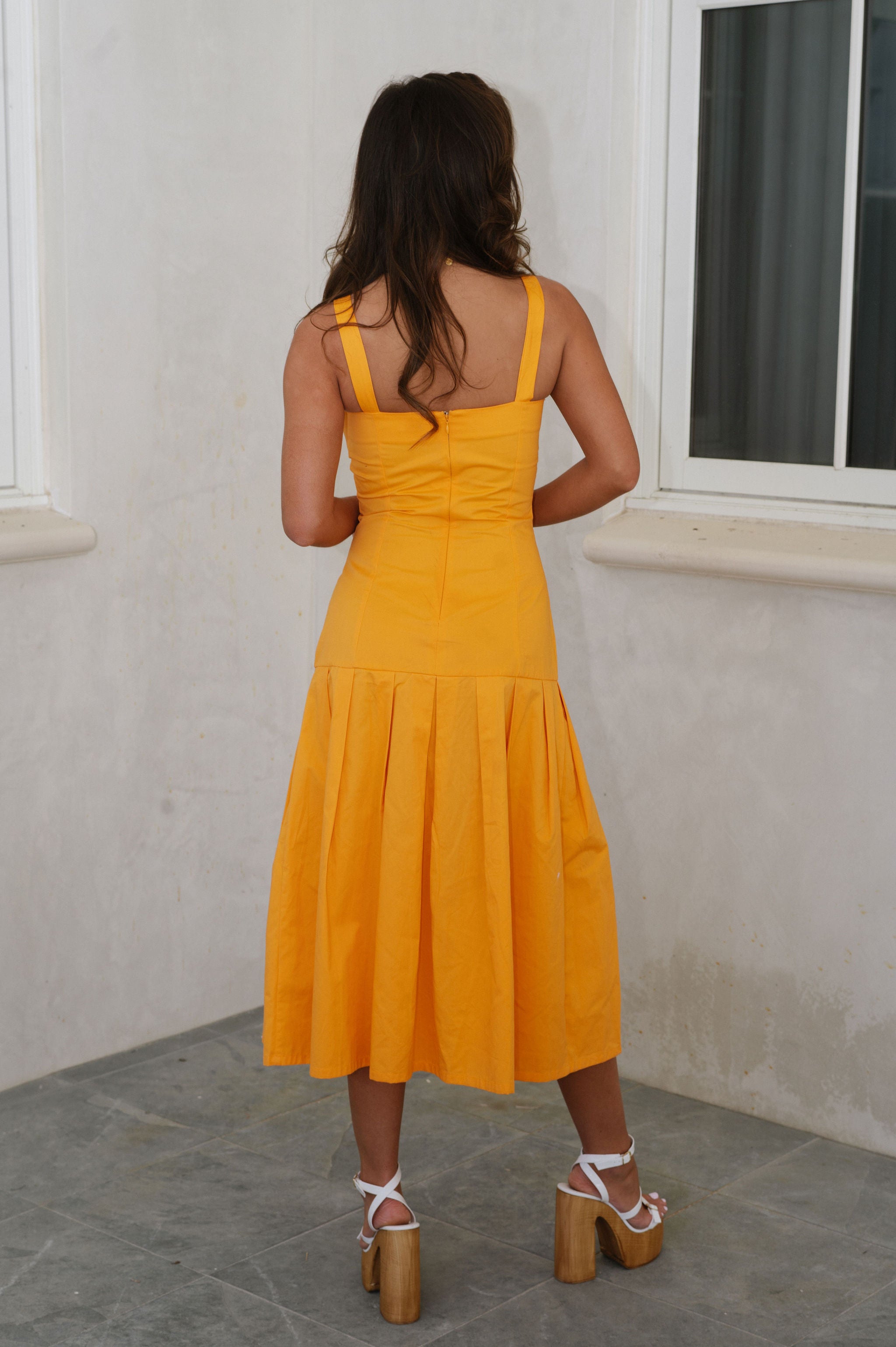 Roy Pleated Dress-Marigold