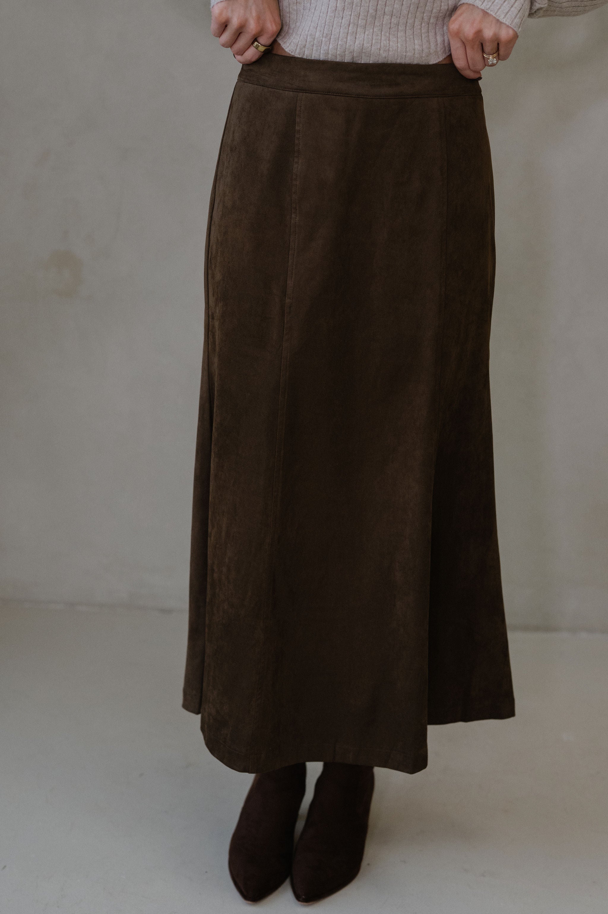 Pressley Midi Skirt-Dark Oak