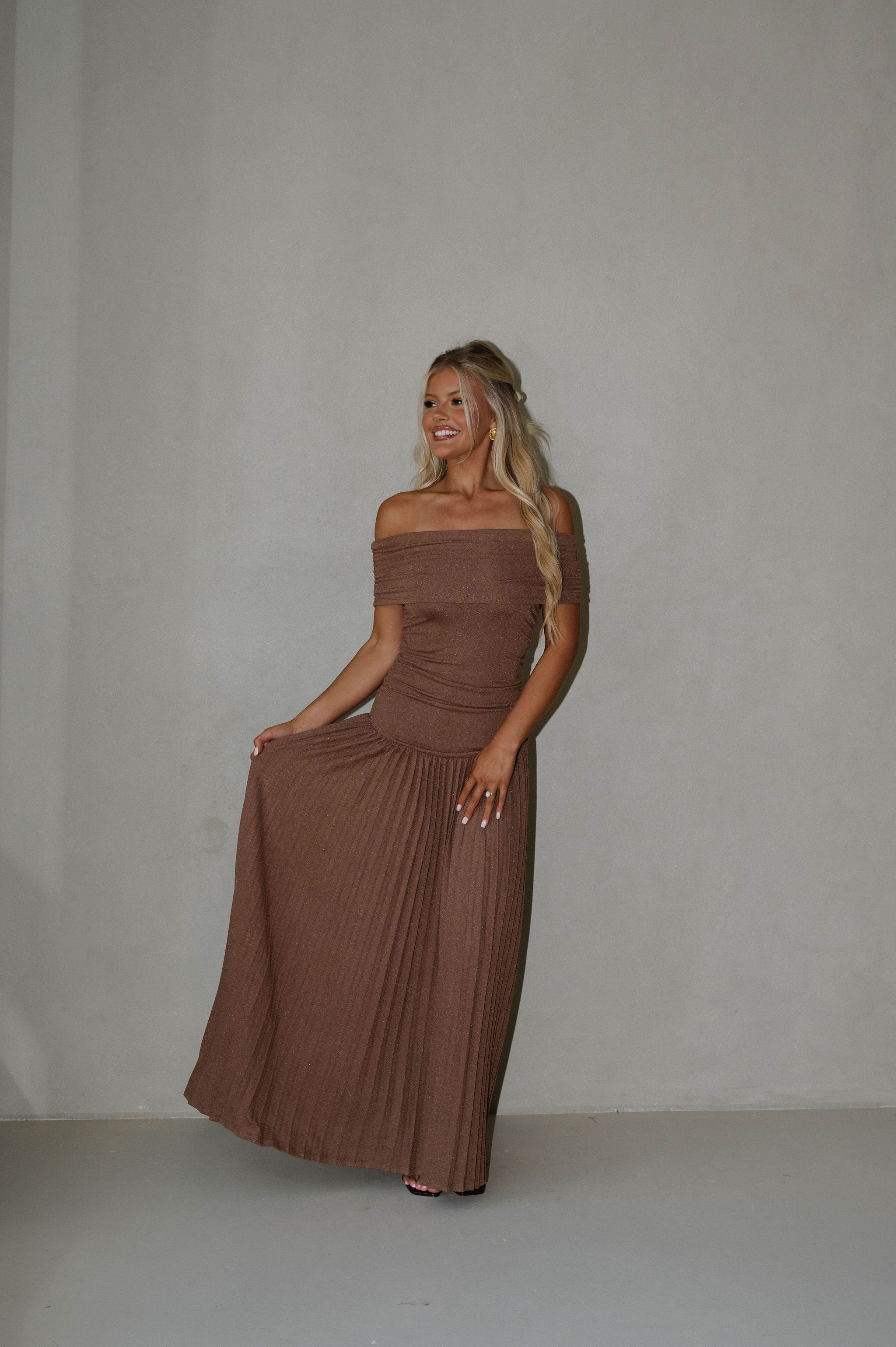 Elina Drop Dress-Brown