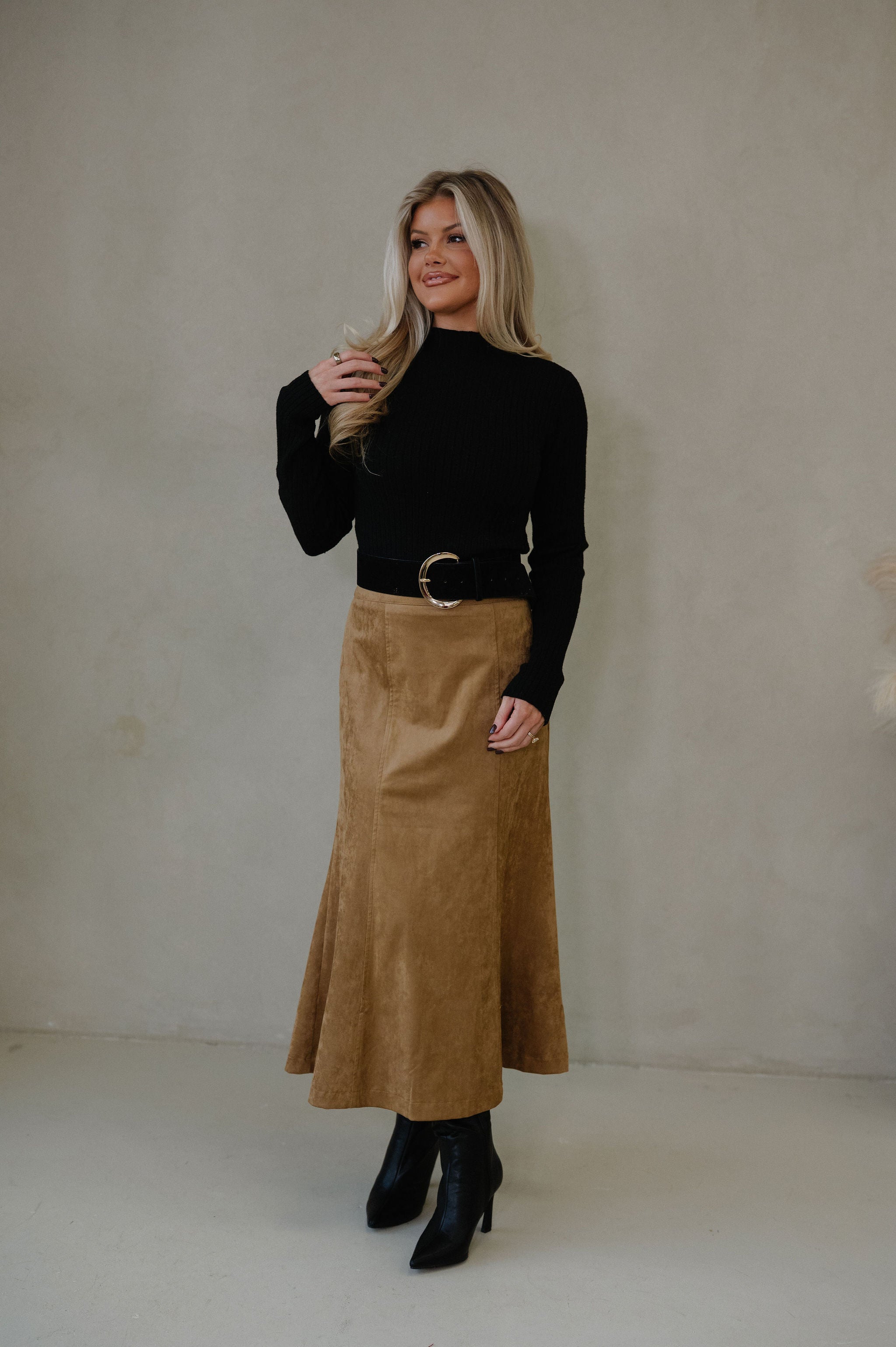 Pressley Midi Skirt-Tan