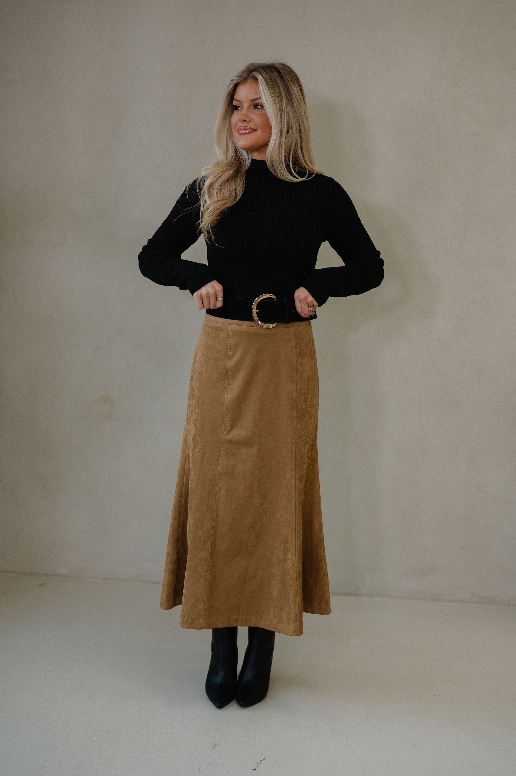 Pressley Midi Skirt-Tan