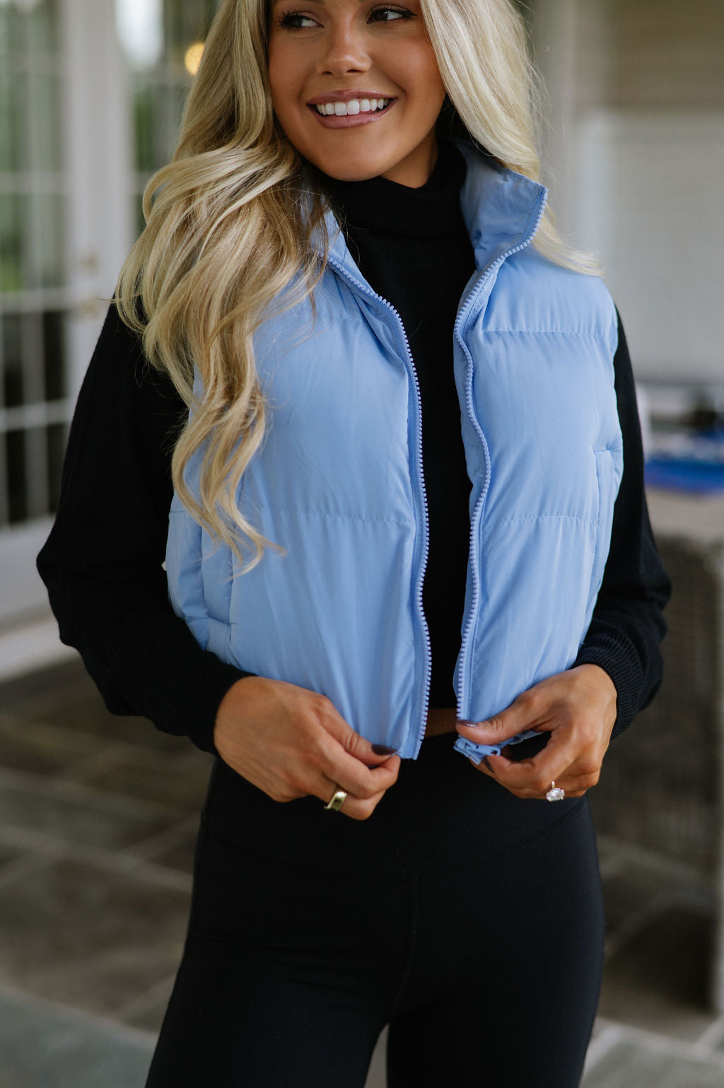 Light blue puffer vest best sale