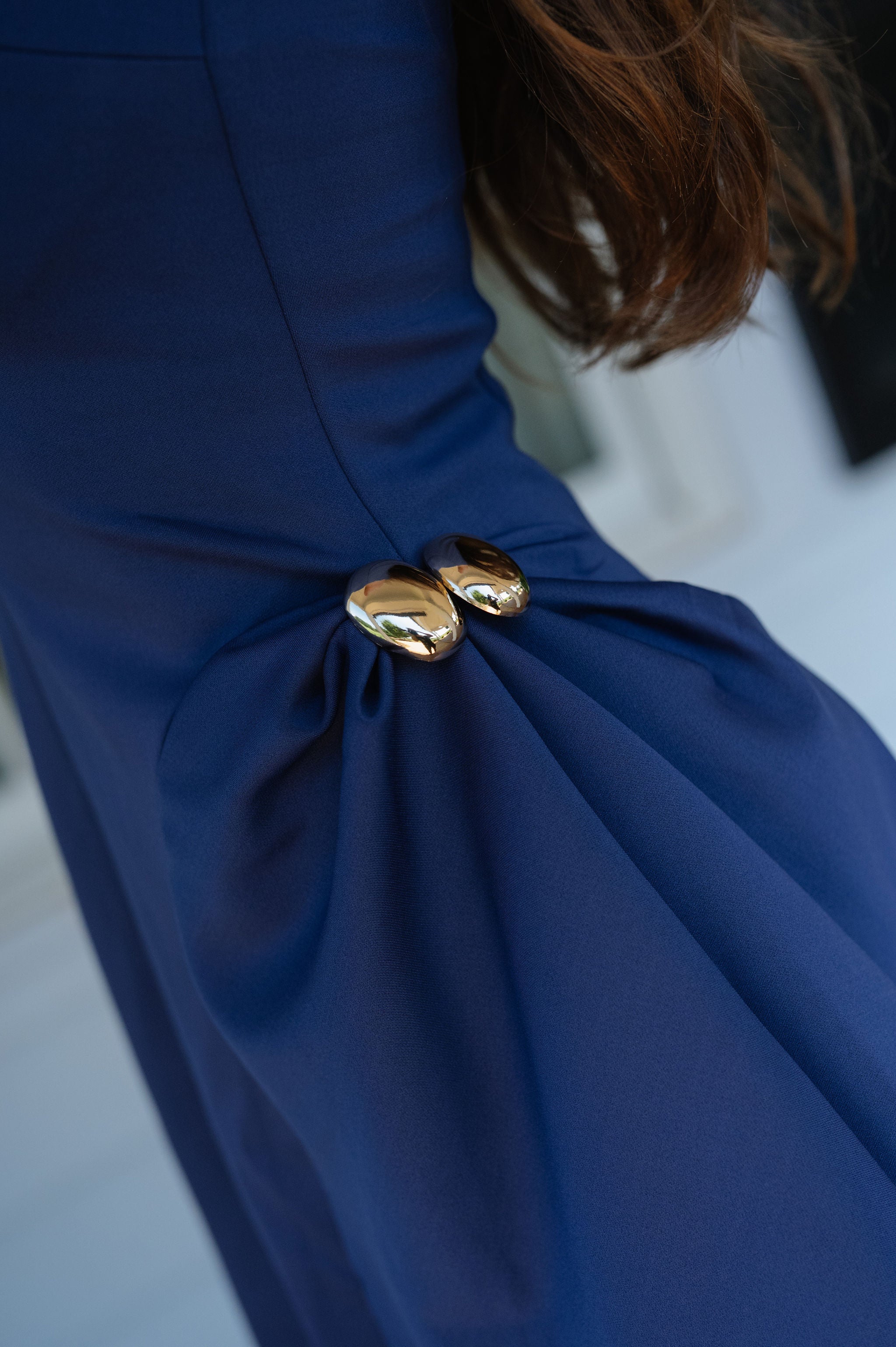 Margo Gold Detail Mini Dress-Navy